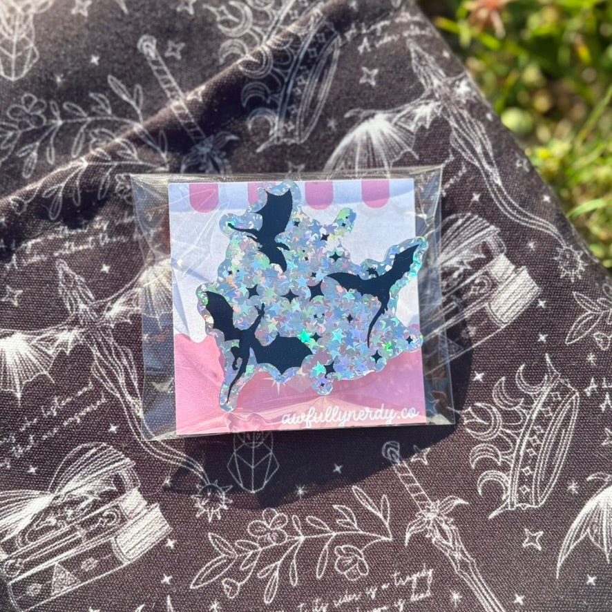 Flying Dragons Sparkle Acrylic Pin - Awfullynerdy.co