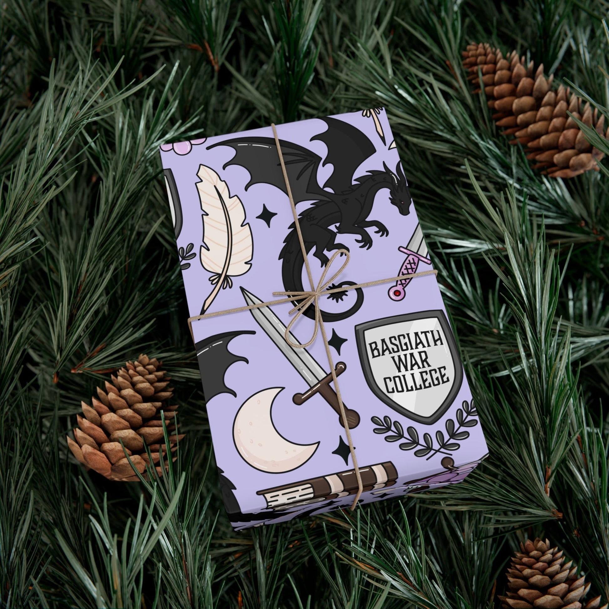 Fourth Wing Fantasy - Themed Gift Wrap Paper, Magical Dragon Wrapping Paper, Perfect for Holidays & Celebrations, Birthday, Halloween, Dragons - Awfullynerdy.co