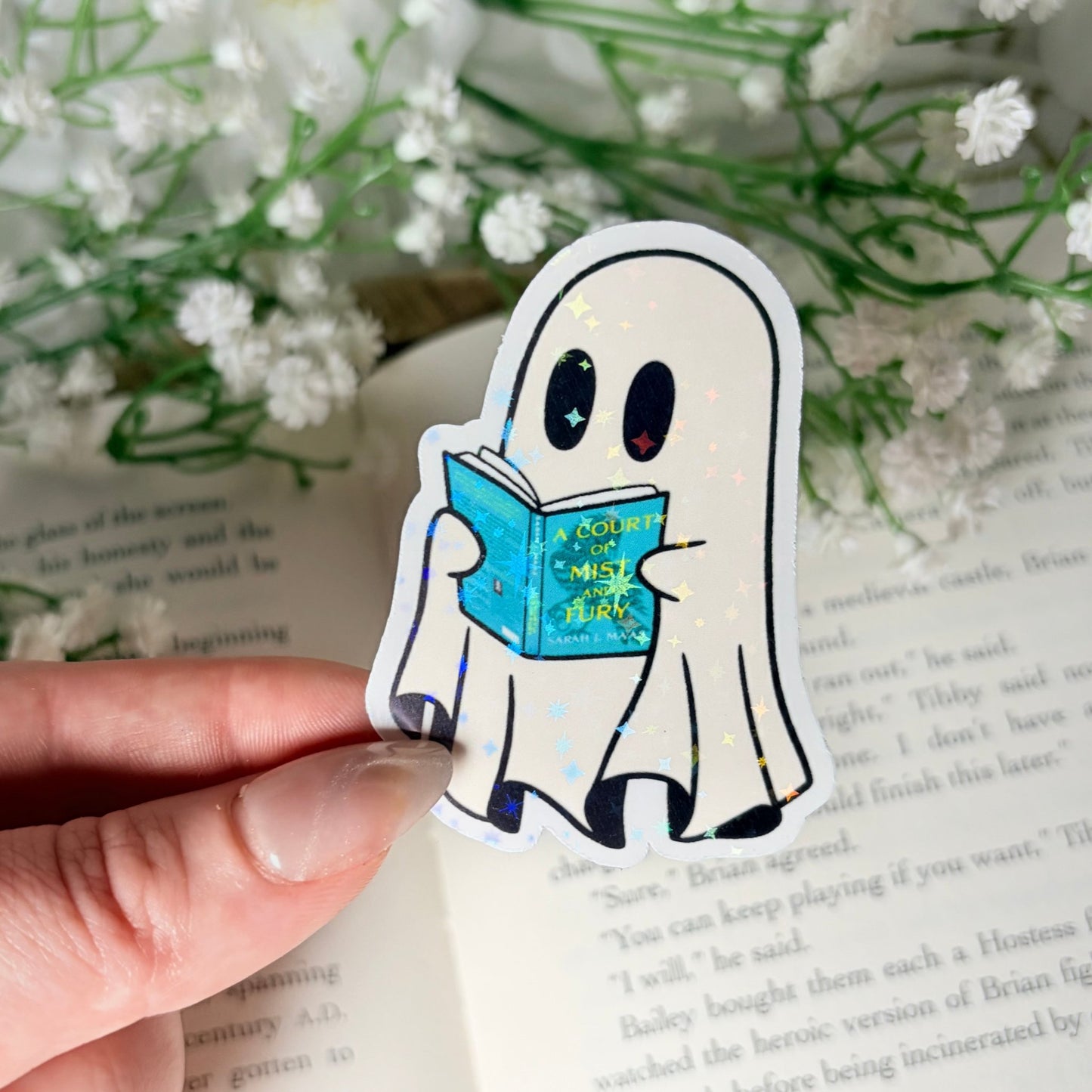 Ghost Reading ACOTAR Sticker - Awfullynerdy.co