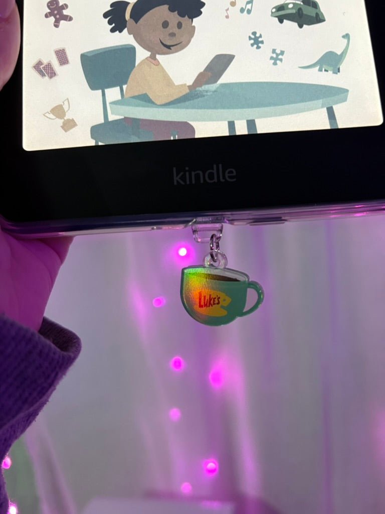 Gilmore Girls Inspired Luke's Coffee USB - C Dust Plug, Cup Charm, Hook Clasp, Holographic Finish - Awfullynerdy.co