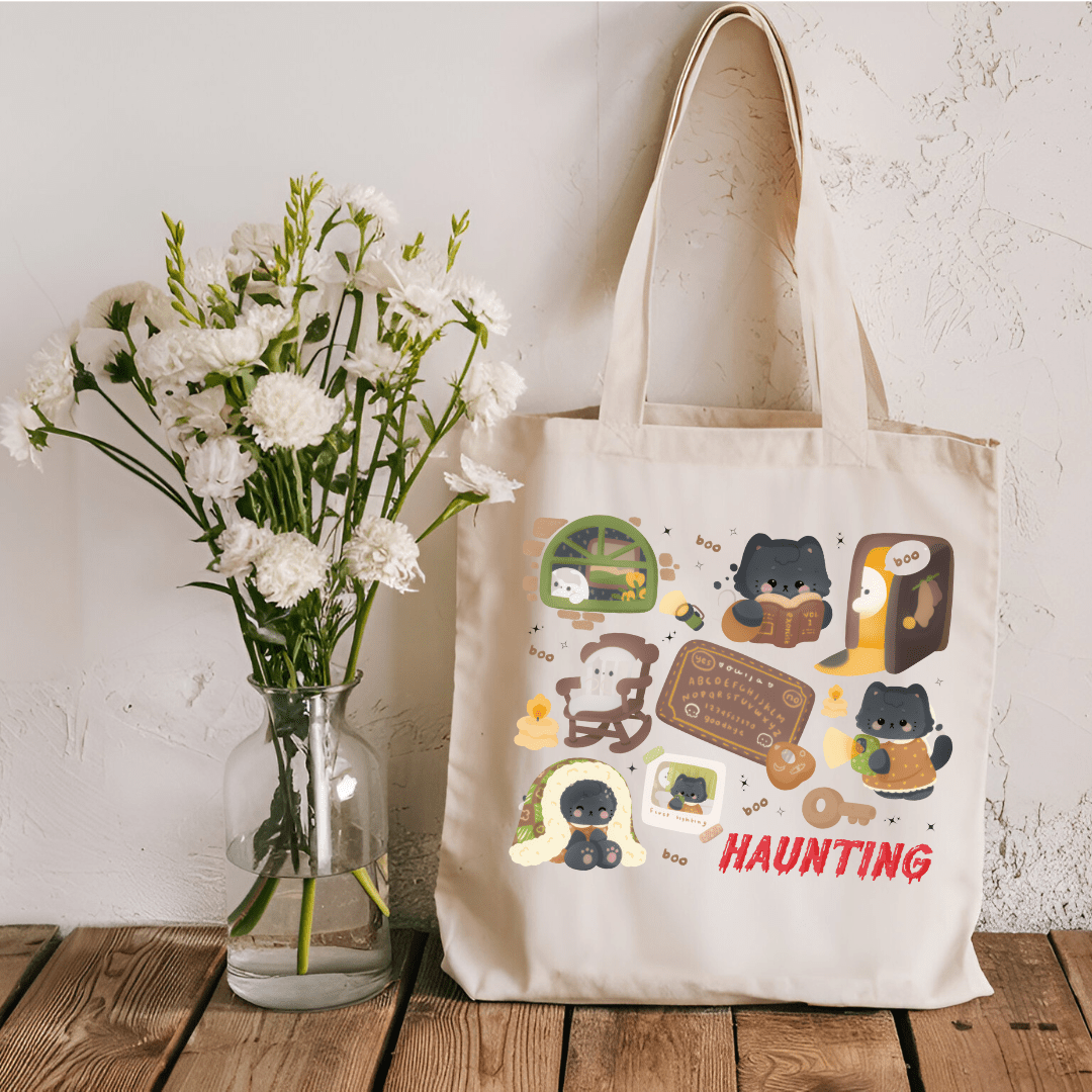 Haunting Cute Kawaii Sublimated Canvas Tote Bag - Awfullynerdy.co