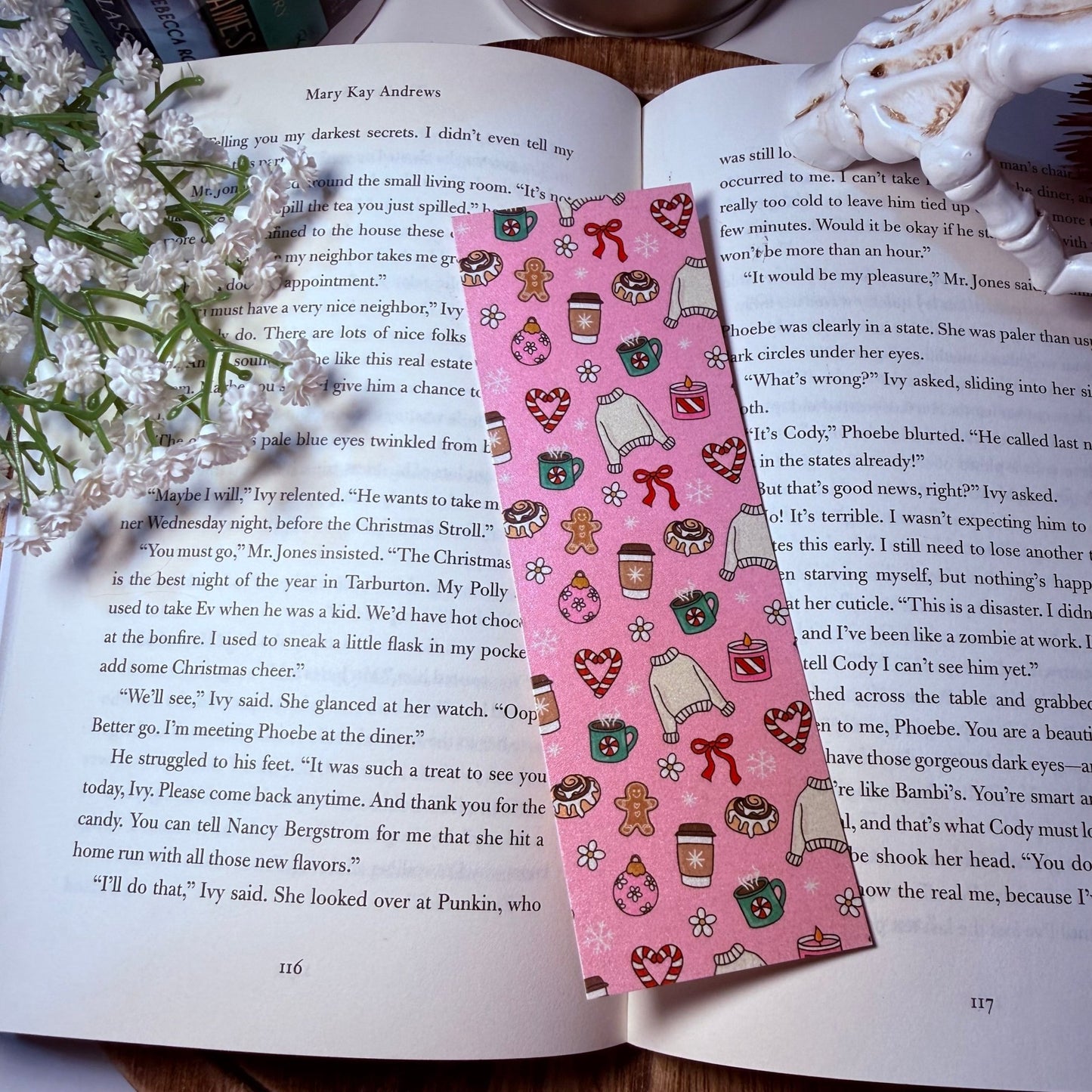 Holiday Christmas Girly Cardstock Bookmark - Pearl Matte Finish - Dual Sided - Awfullynerdy.co