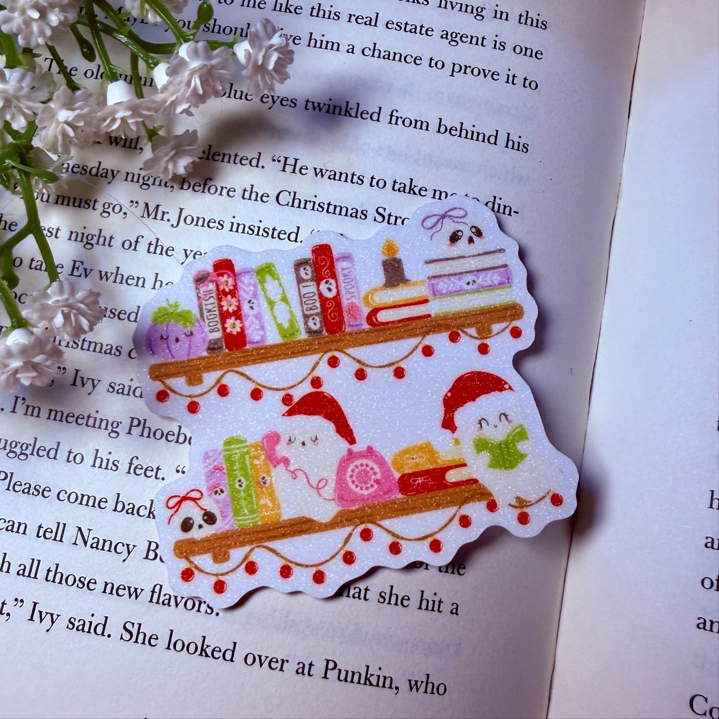 Holiday Ghosts Floating Book Shelf Sticker - Awfullynerdy.co