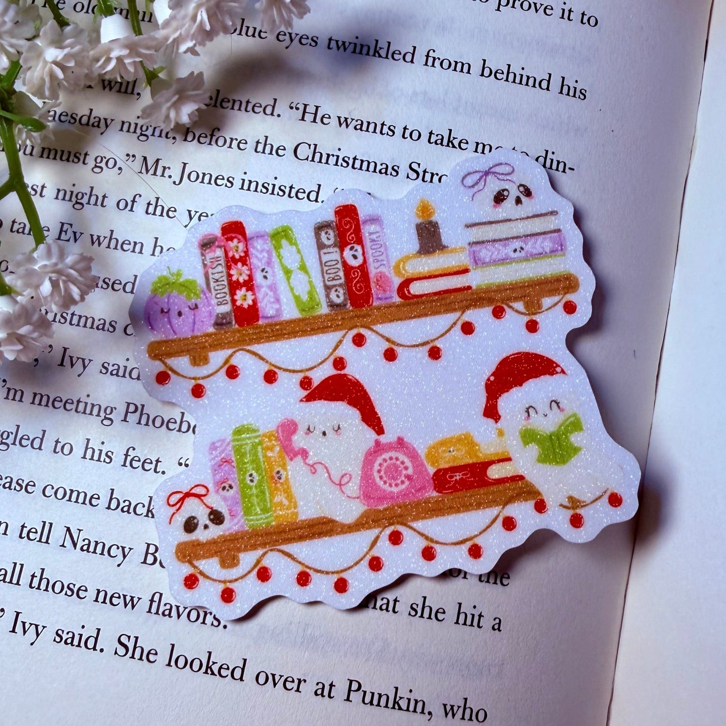 Holiday Ghosts Floating Book Shelf Sticker - Awfullynerdy.co