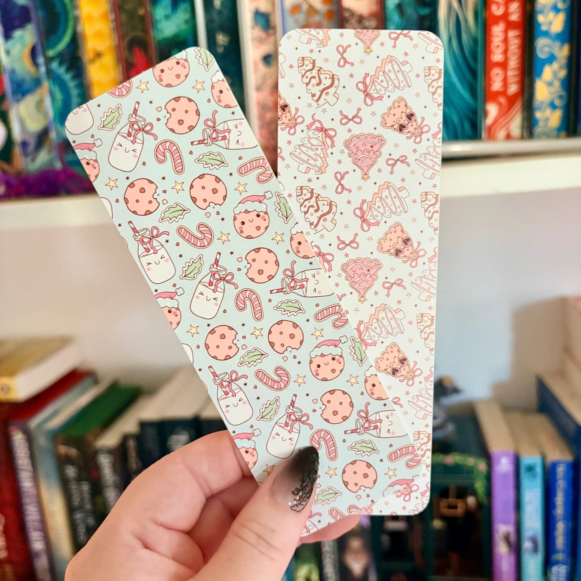Holiday Milk and Cookies Dual - Sided Cardstock Bookmark - Awfullynerdy.co