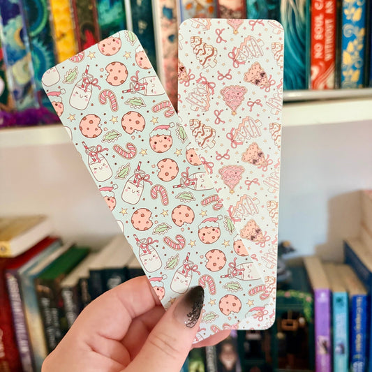 Holiday Milk and Cookies Dual - Sided Cardstock Bookmark - Awfullynerdy.co