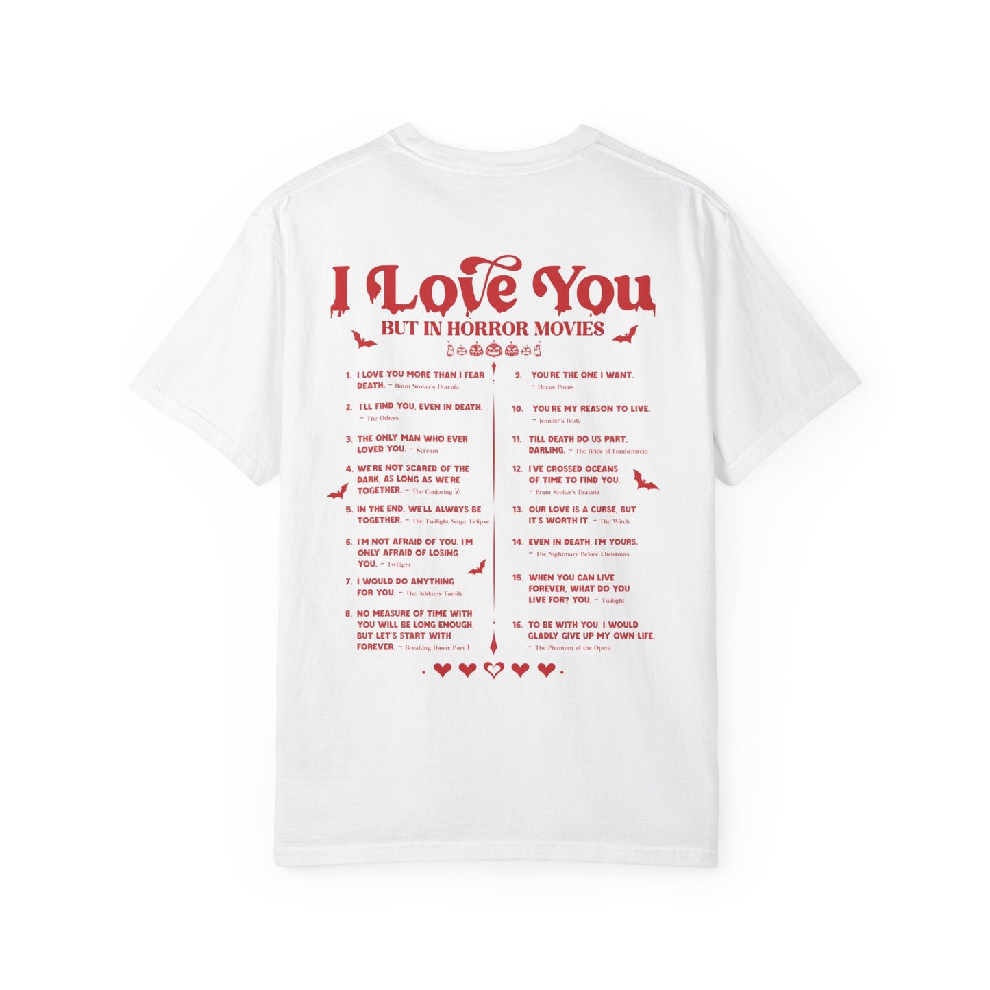 Horror Movie Lines Unisex T-shirt - I Love You Design - Awfullynerdy.co