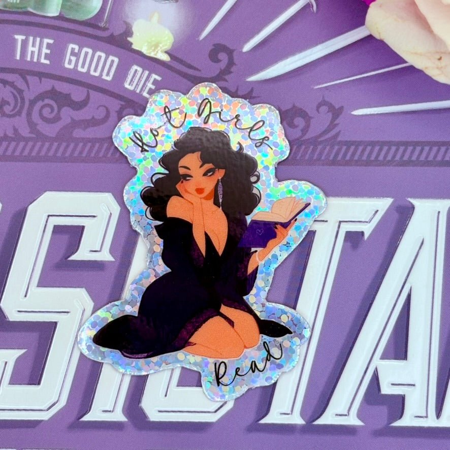 Hot Girls Read Glitter Sticker - Awfullynerdy.co