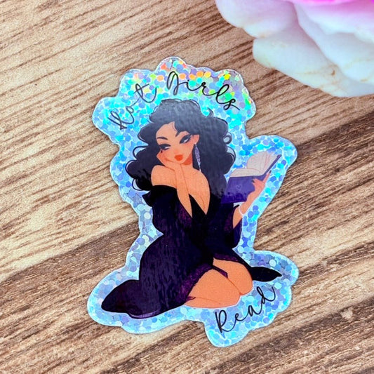 Hot Girls Read Glitter Sticker - Awfullynerdy.co
