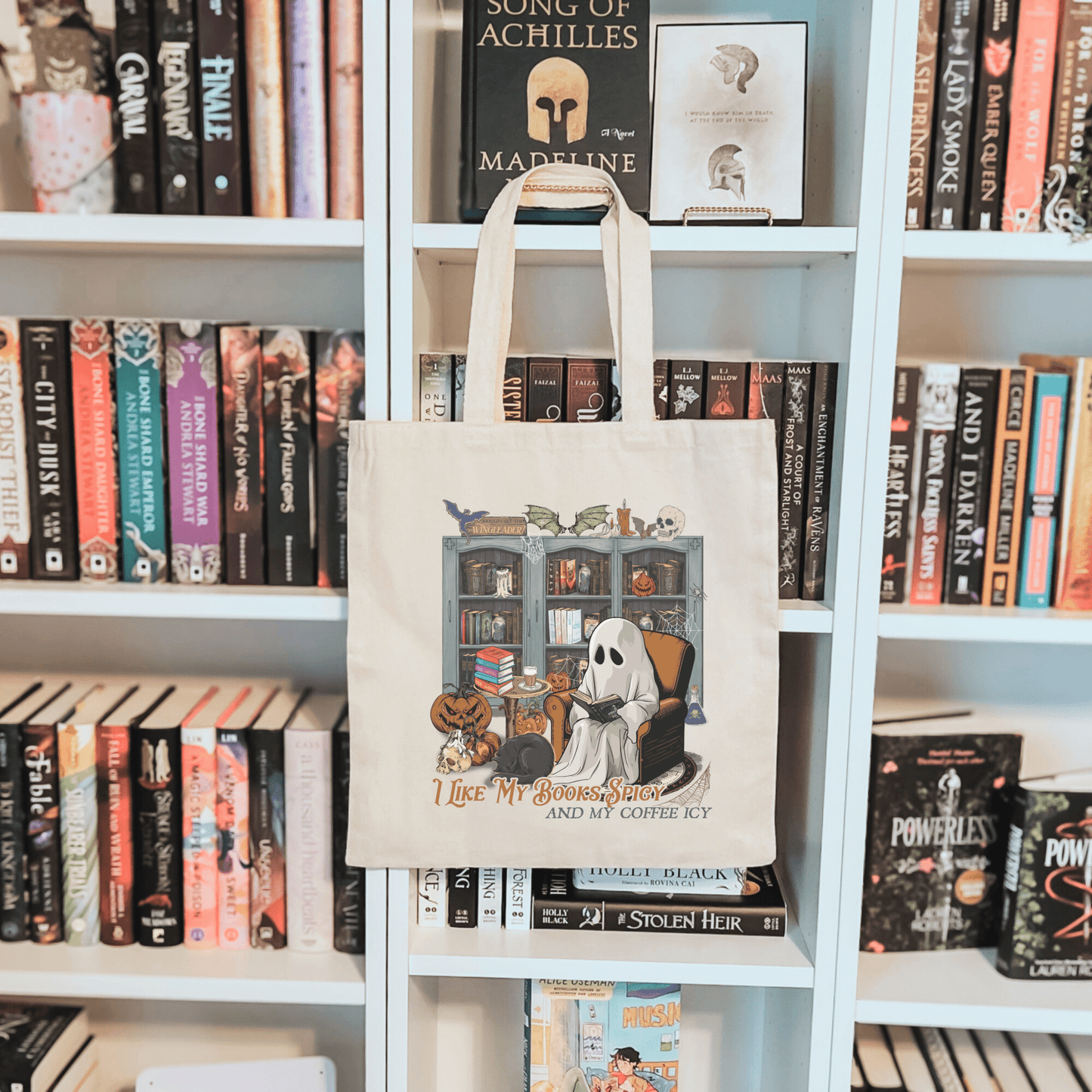 I Like My Books Spicy and My Coffee Icy Sublimated Canvas Tote Bag - Awfullynerdy.co