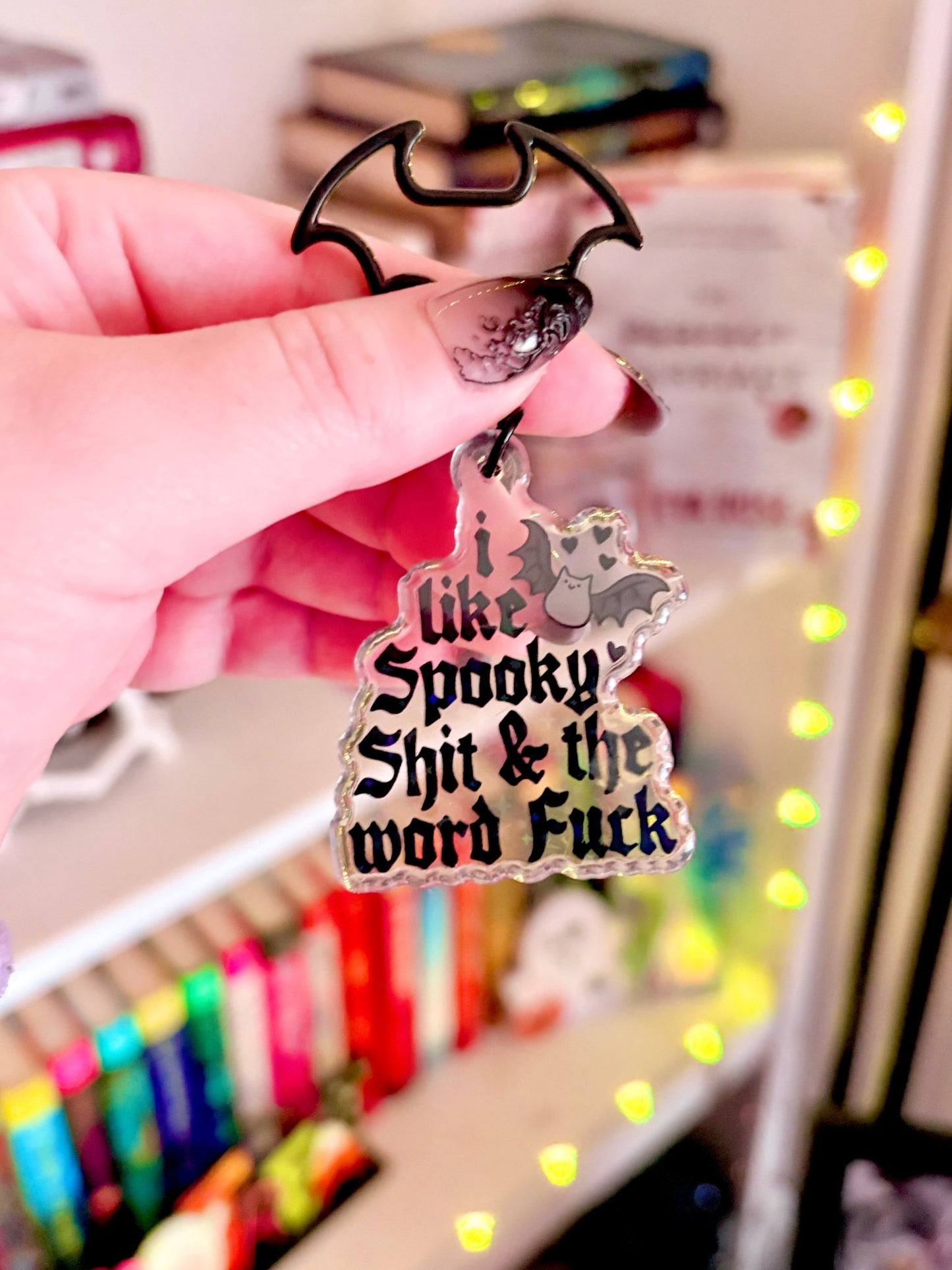 I Like Spooky Shit and the Word Fuck Batwing Keychain - Awfullynerdy.co