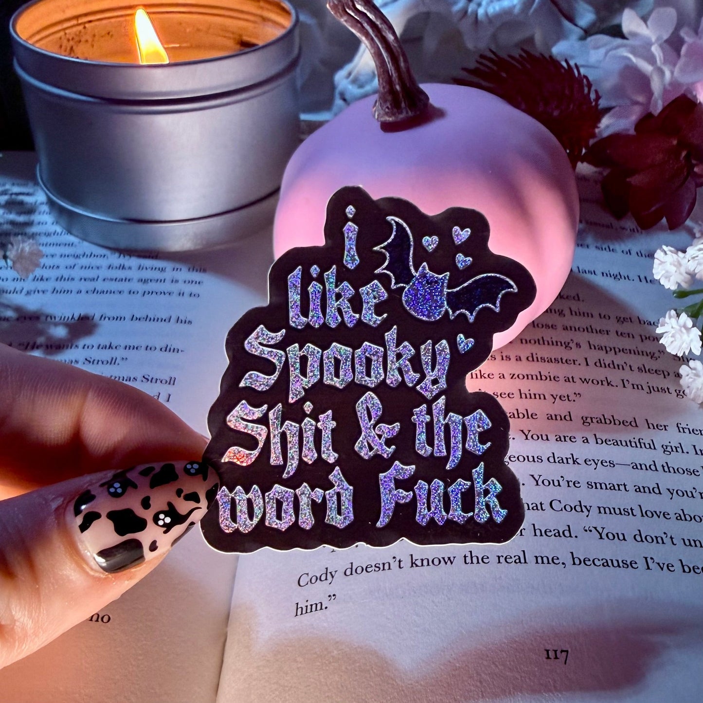 I Like Spooky Shit and the Word Fuck Crushed Glitter Sticker - Awfullynerdy.co
