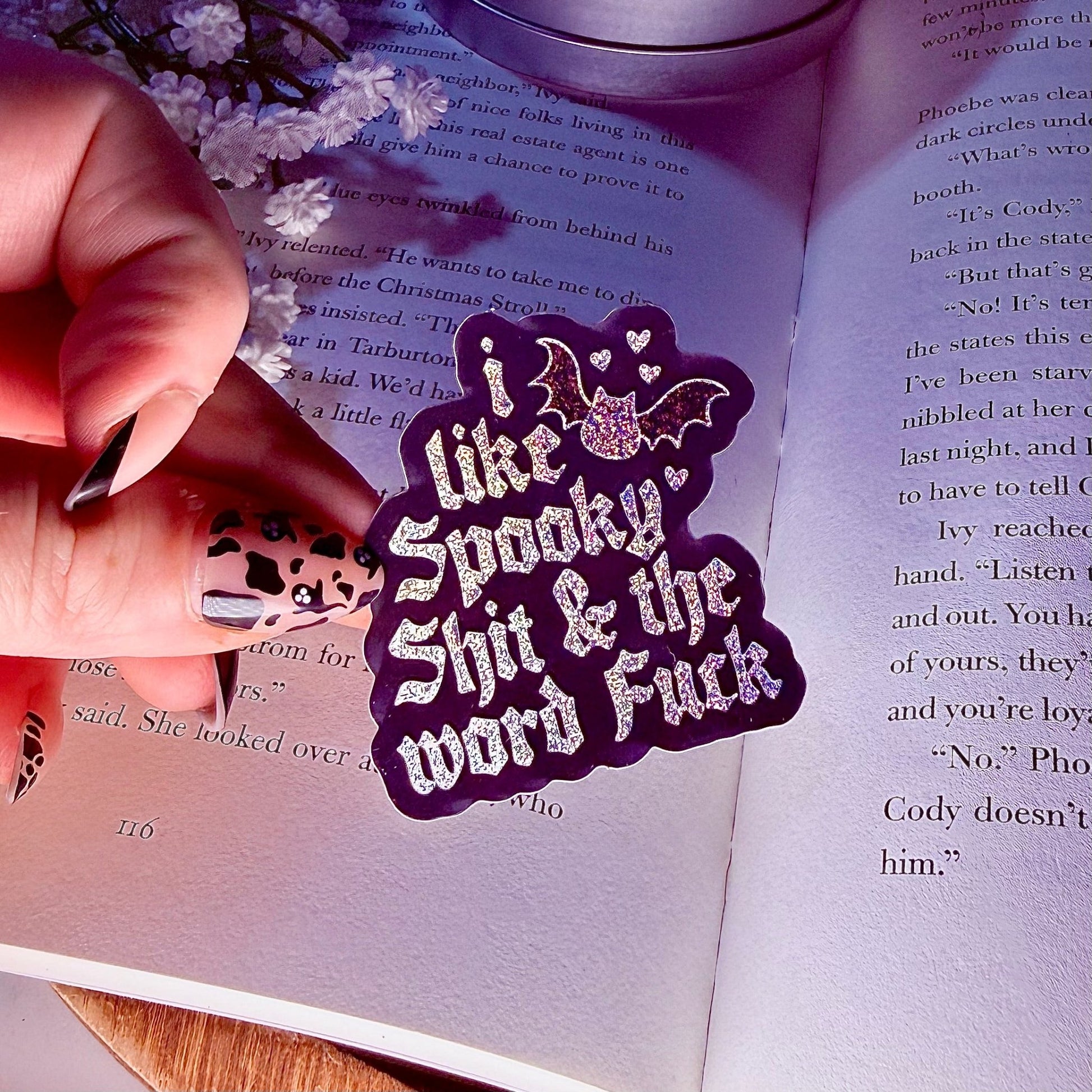 I Like Spooky Shit and the Word Fuck Crushed Glitter Sticker - Awfullynerdy.co