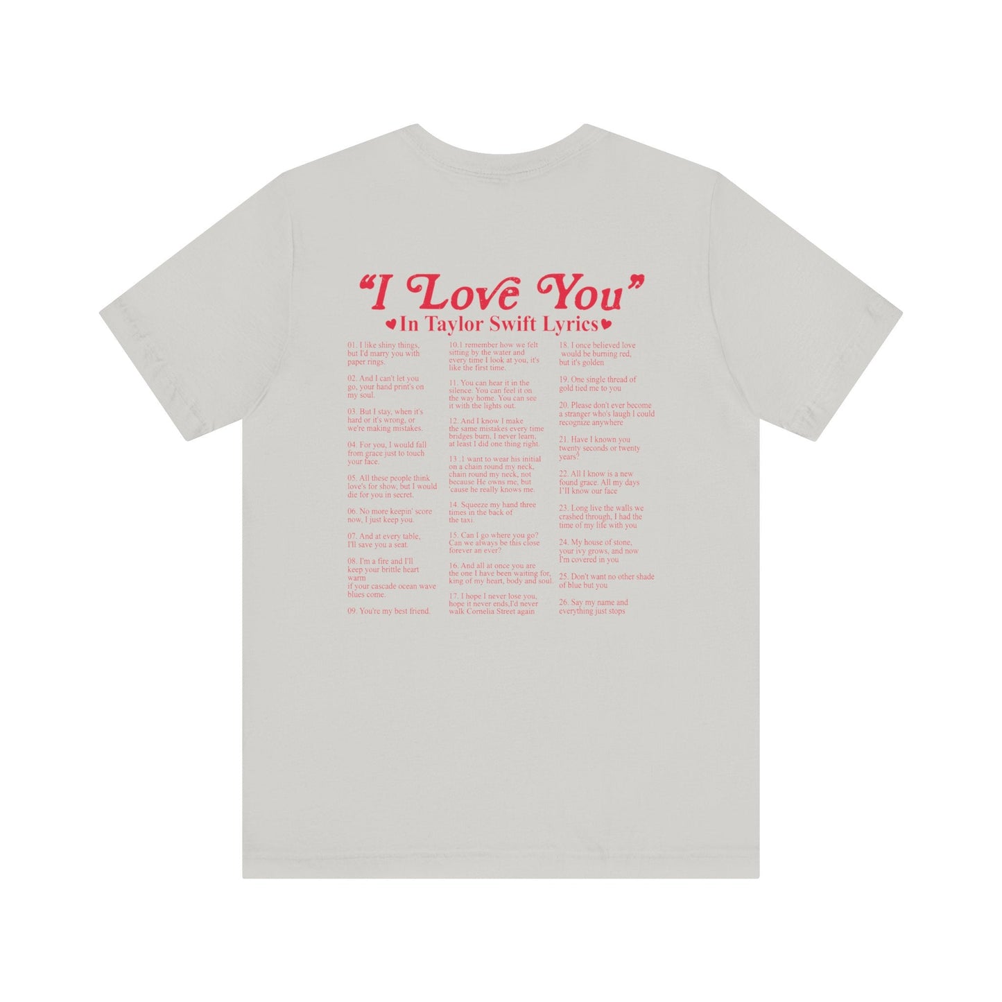 I Love You in TS Lyrics Jersey Short Sleeve Tee - Awfullynerdy.co