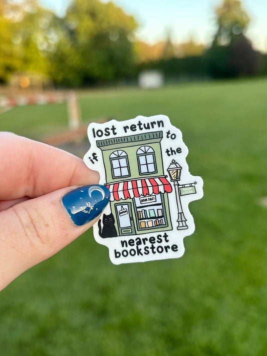 If Lost Return to the Nearest Bookstore Sticker - Awfullynerdy.co