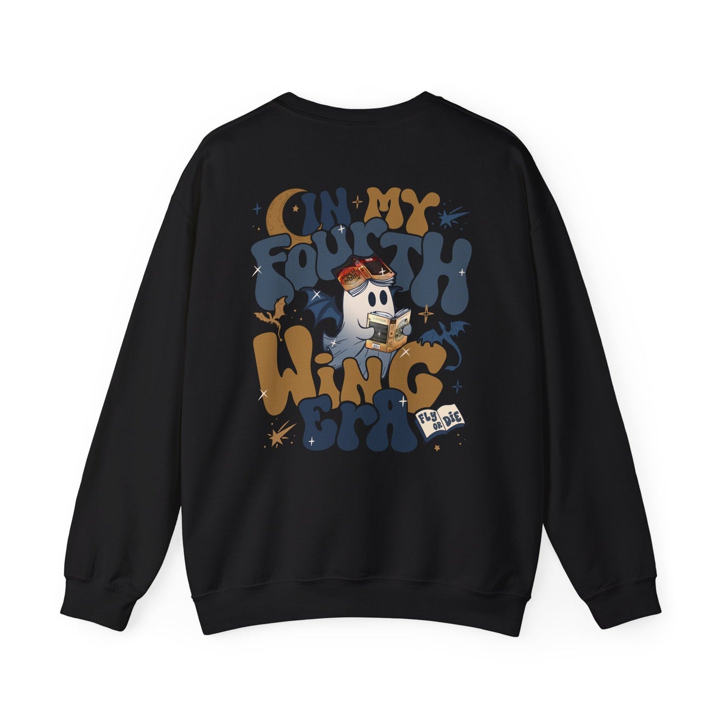 In My Fourth Wing Era Ghosts with Books Heavy Blend™ Crewneck Sweatshirt - Awfullynerdy.co