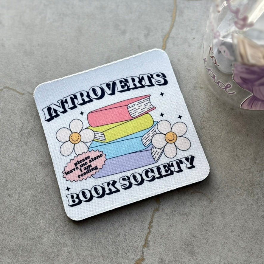 Introverted Book Society Coaster - ONE Coaster - Awfullynerdy.co