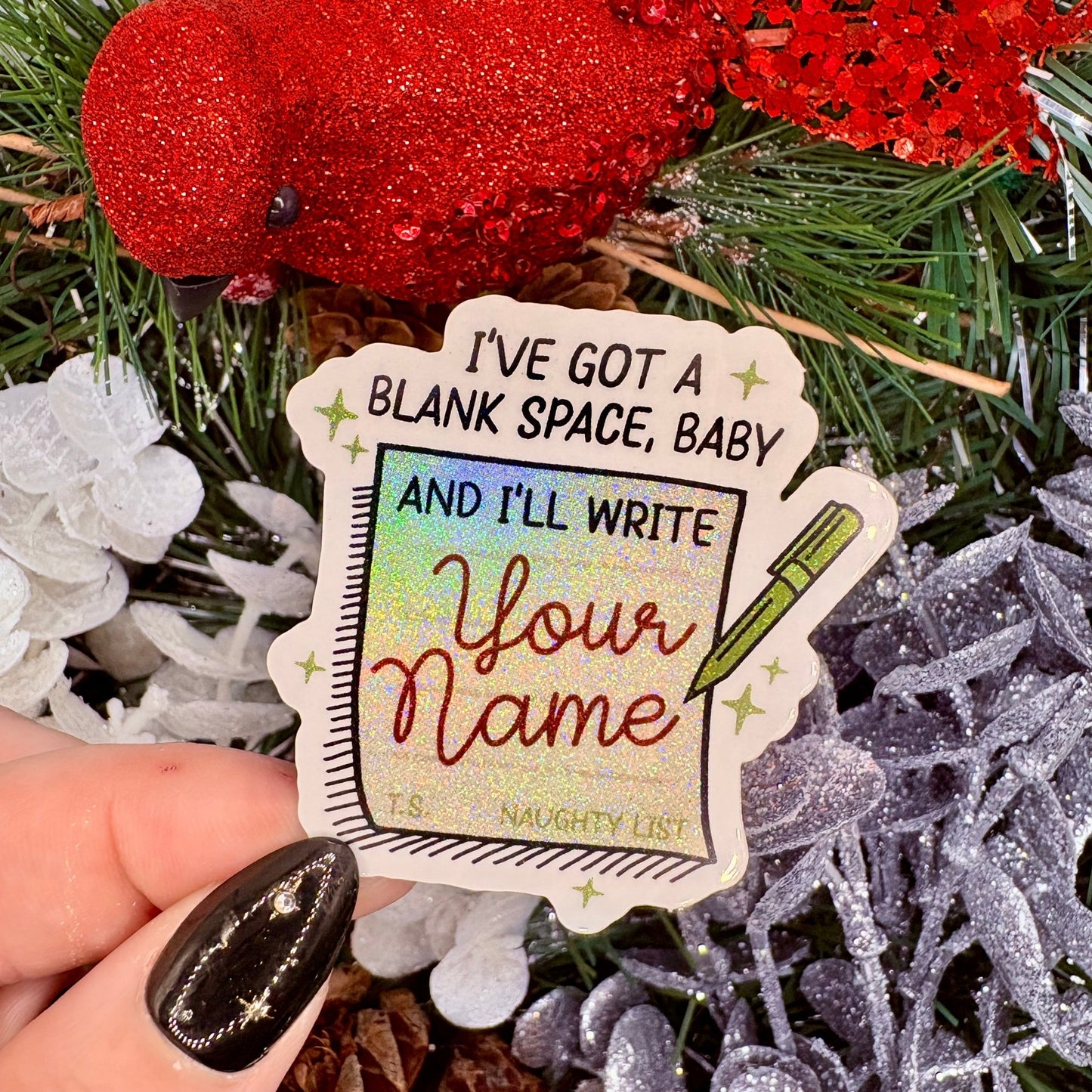 I've Got a Blank Space Baby Swifie Crushed Glitter Finish Sticker - Awfullynerdy.co
