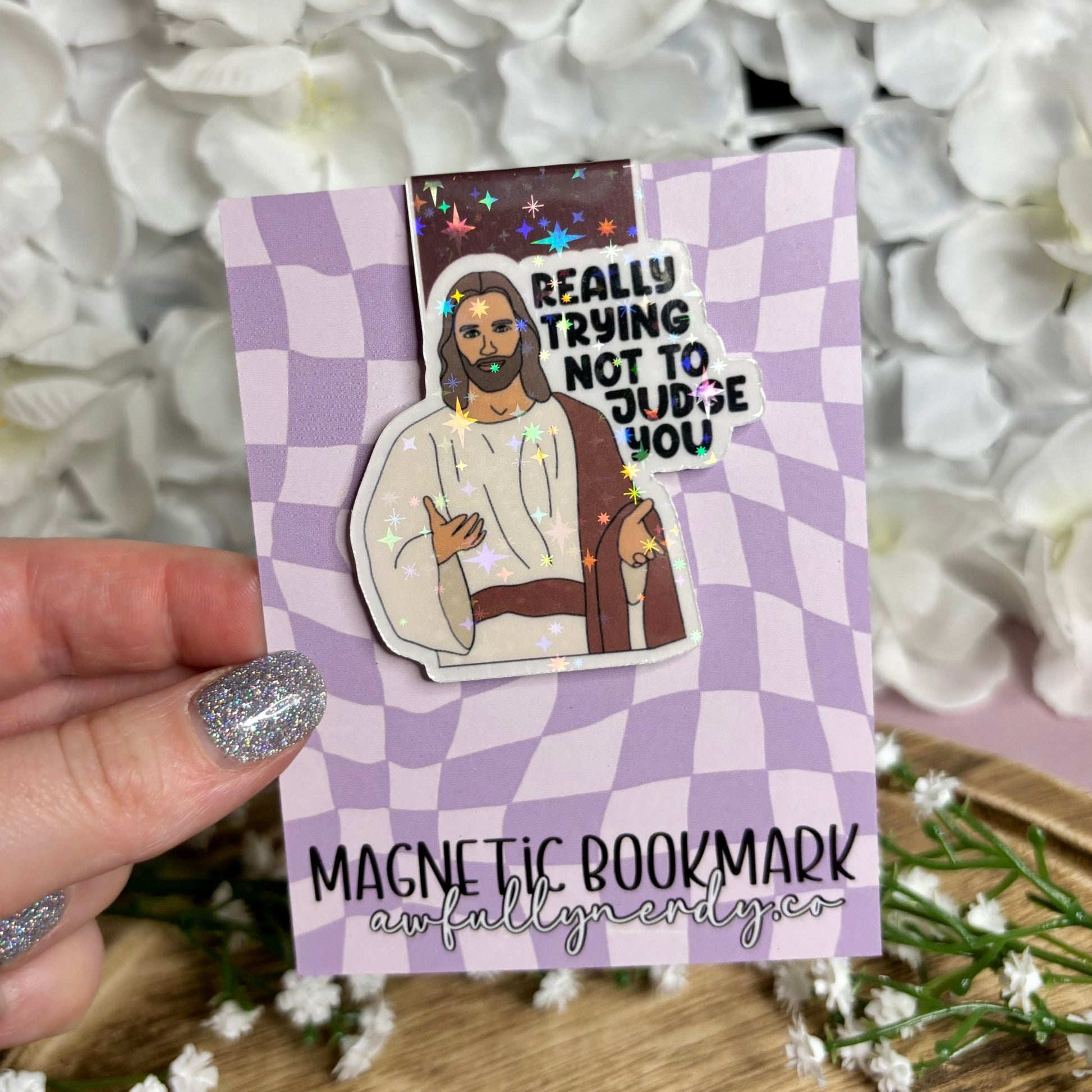 Jesus Really Trying Not to Judge You Magnetic Bookmark - Awfullynerdy.co
