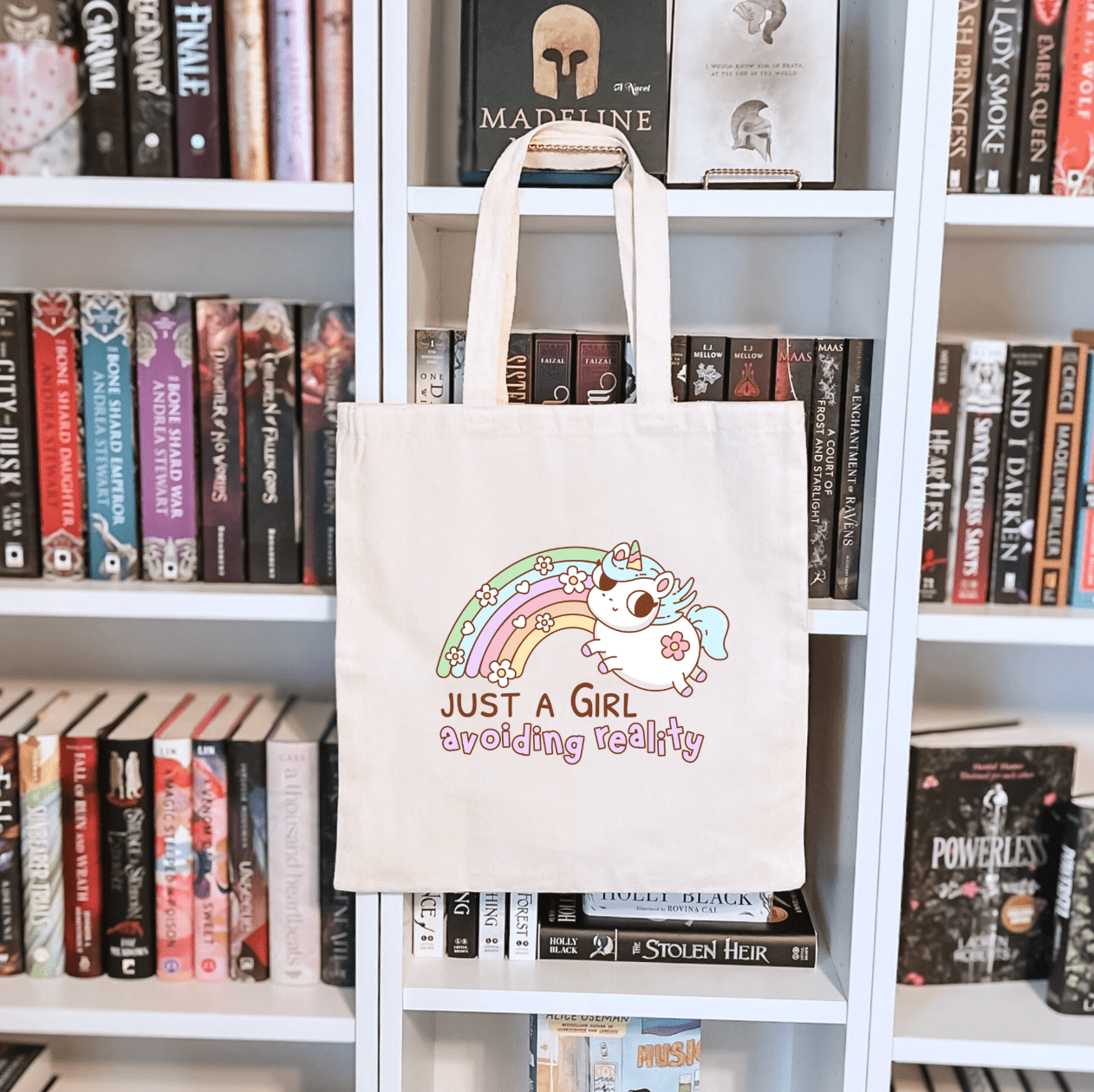 Just a Girl Avoiding Reality Sublimated Canvas Tote Bag - Awfullynerdy.co