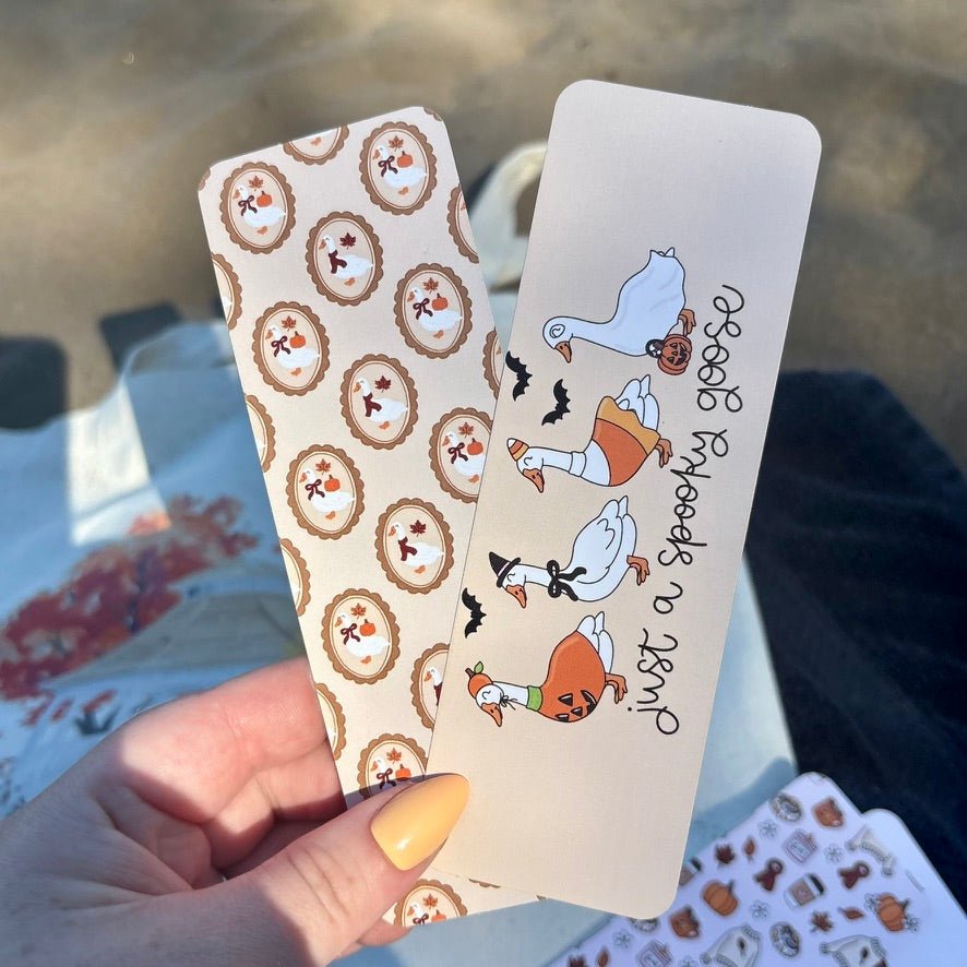 Just a Spooky Goose Dual - Sided Matte Cardstock Bookmark - Awfullynerdy.co