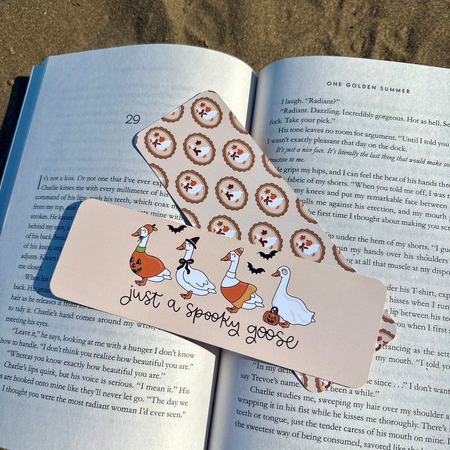Just a Spooky Goose Dual - Sided Matte Cardstock Bookmark - Awfullynerdy.co