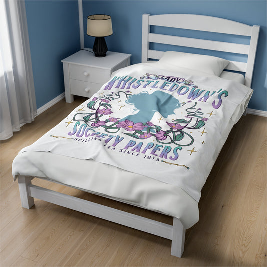 Lady Wistledown's Society Papers Velveteen Plush Blanket - Awfullynerdy.co