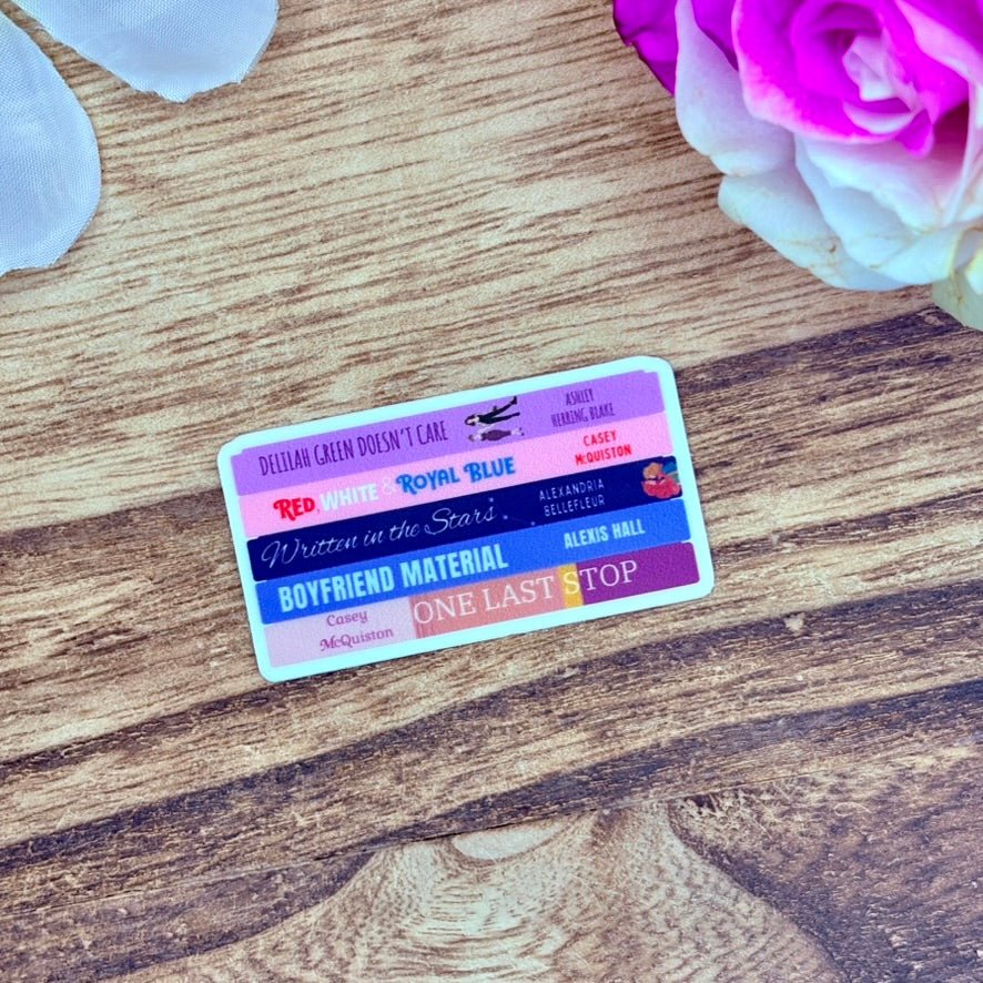 LGBTQ Romance Book Stack Matte Sticker - Awfullynerdy.co