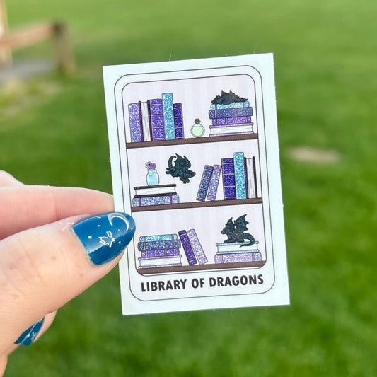 Library of Dragons Crushed Glitter Sticker - Awfullynerdy.co