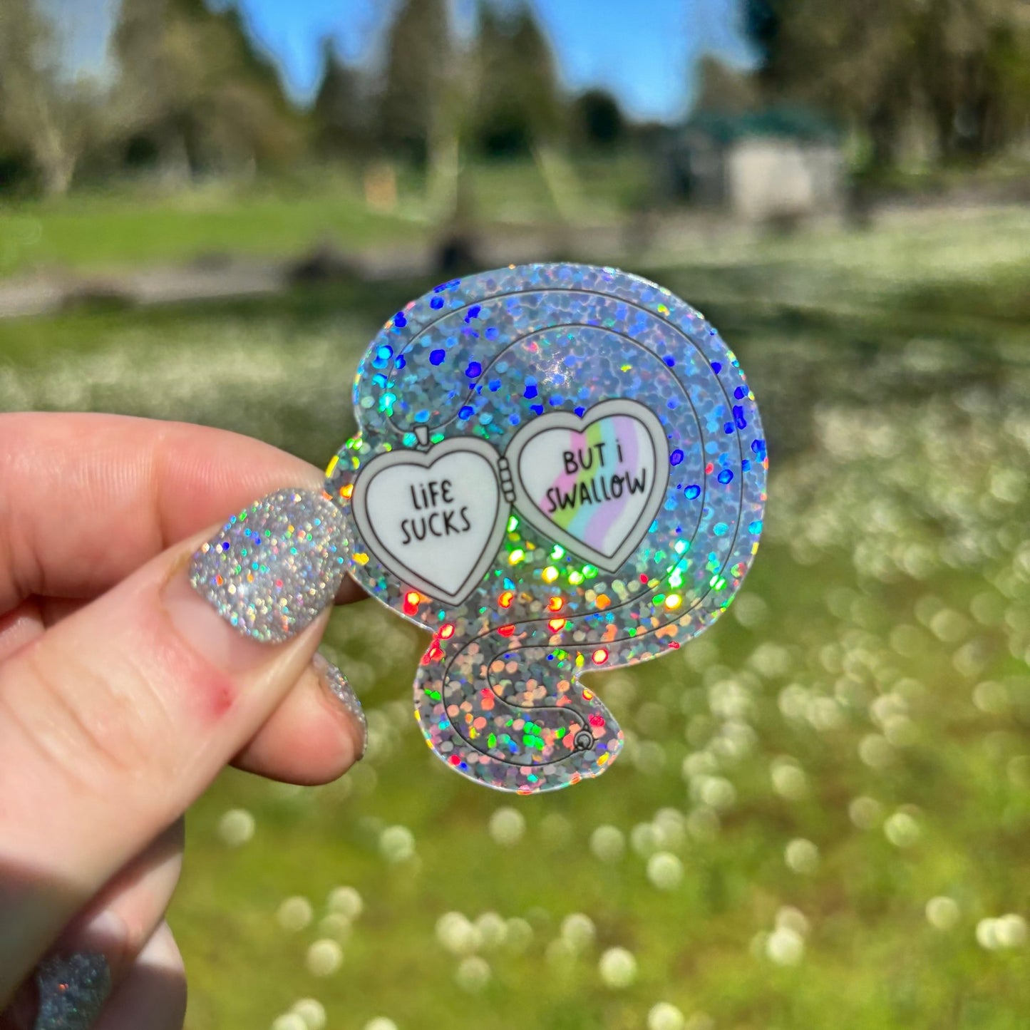 Life Sucks but I Swallow Glitter Sticker - Awfullynerdy.co