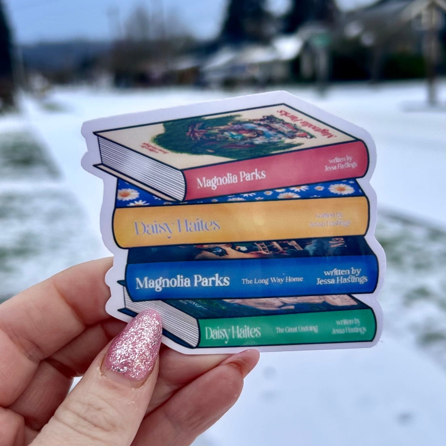 Magnolia Parks Bookstack Sticker - Awfullynerdy.co