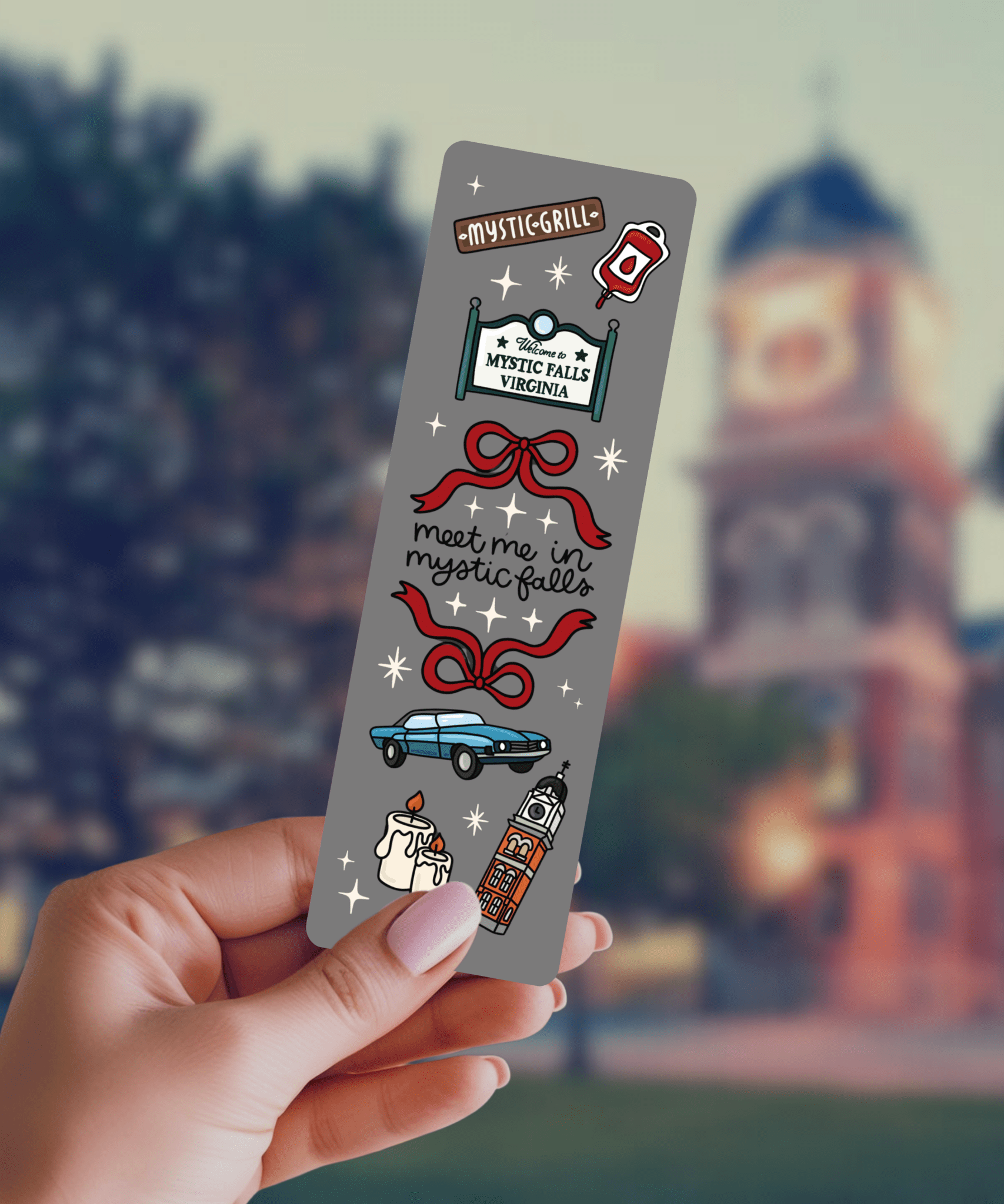 Meet Me in Mystic Falls TVD Inspired Dual - Sided Matte Cardstock Bookmark - Awfullynerdy.co