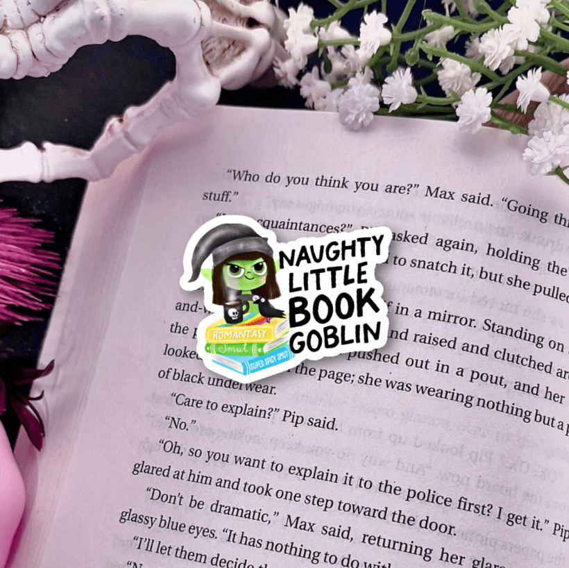 Naughty Little Book Goblin Laminated Sticker - Awfullynerdy.co