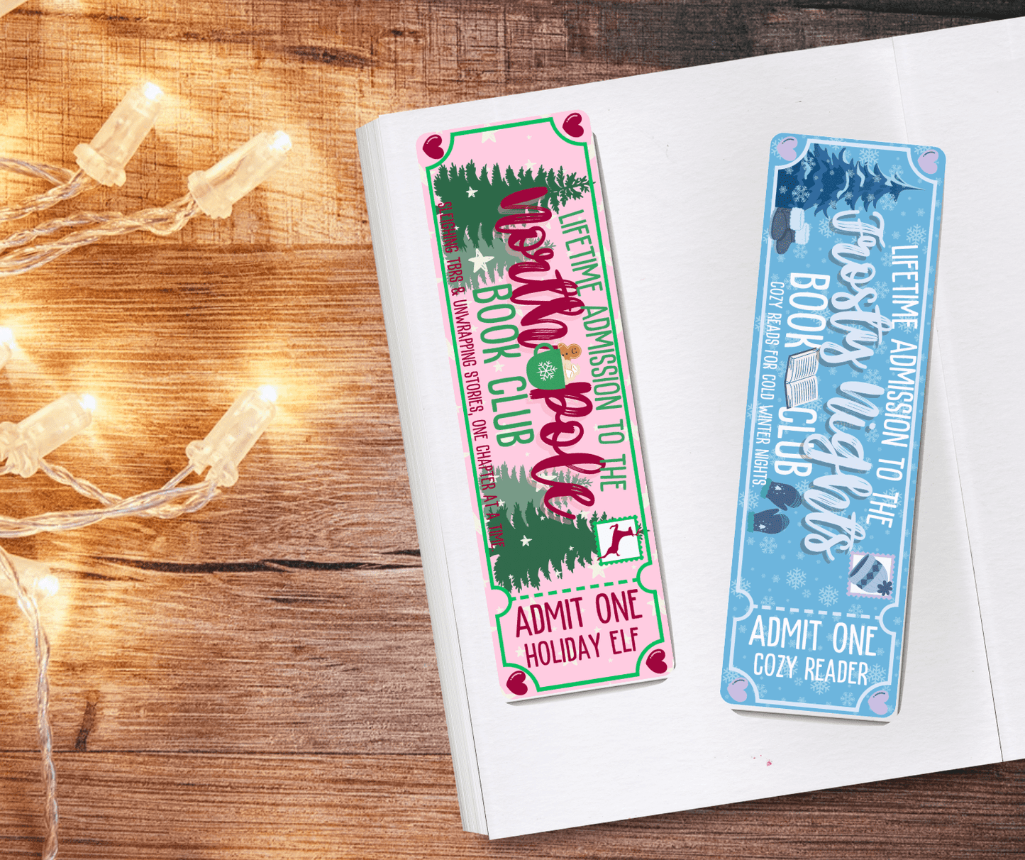 North Pole Book Club/Frosty Nights Book Club Dual - Sided Matte Cardstock Bookmark - Awfullynerdy.co