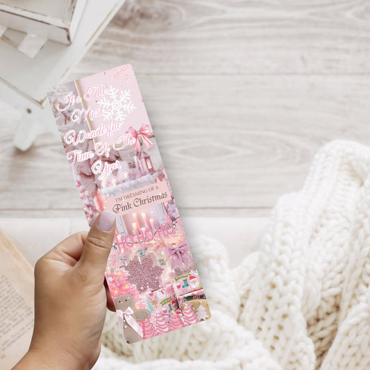 Pink Christmas Collage Bookmark - Awfullynerdy.co