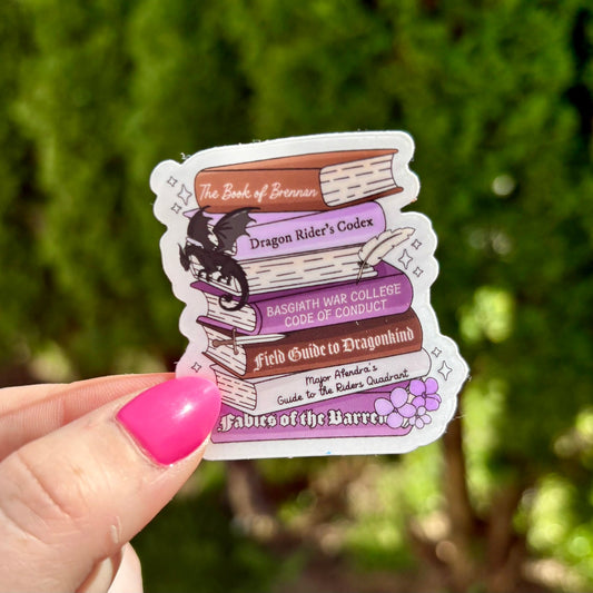 Purple Fourth Wing Inspired Bookshelf Clear Sticker - Awfullynerdy.co