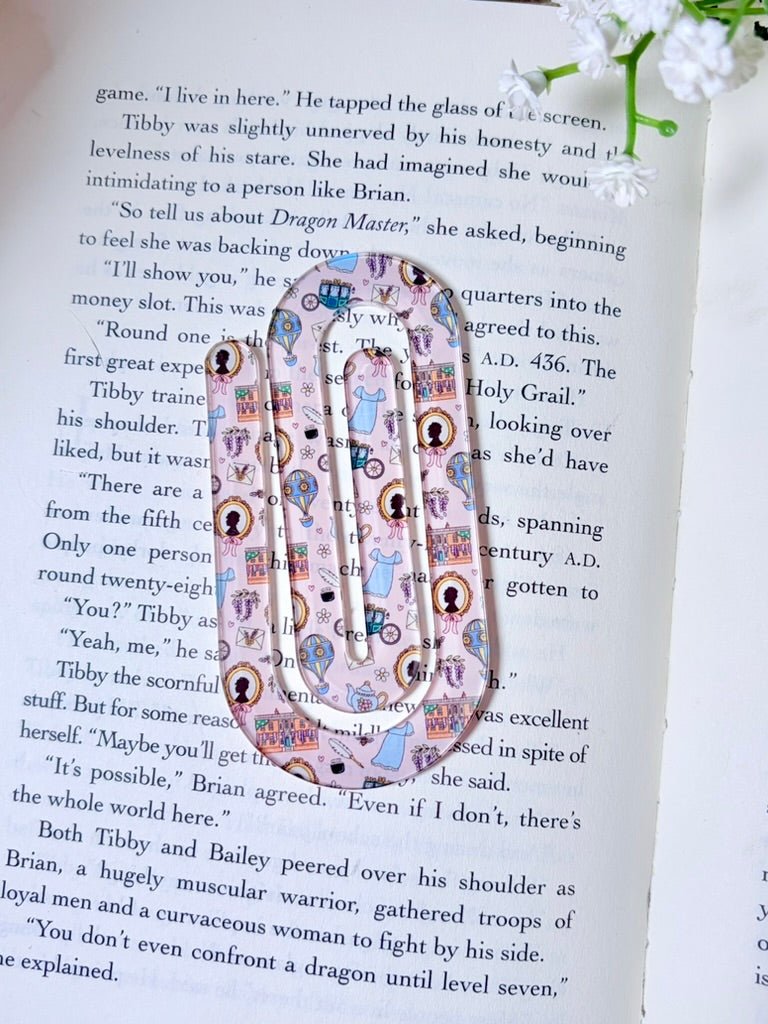 Regency Era Pink Lady Wistledown Jumbo Acrylic Paperclip Sublimated Bookmark – Bookish Page Holder - Awfullynerdy.co