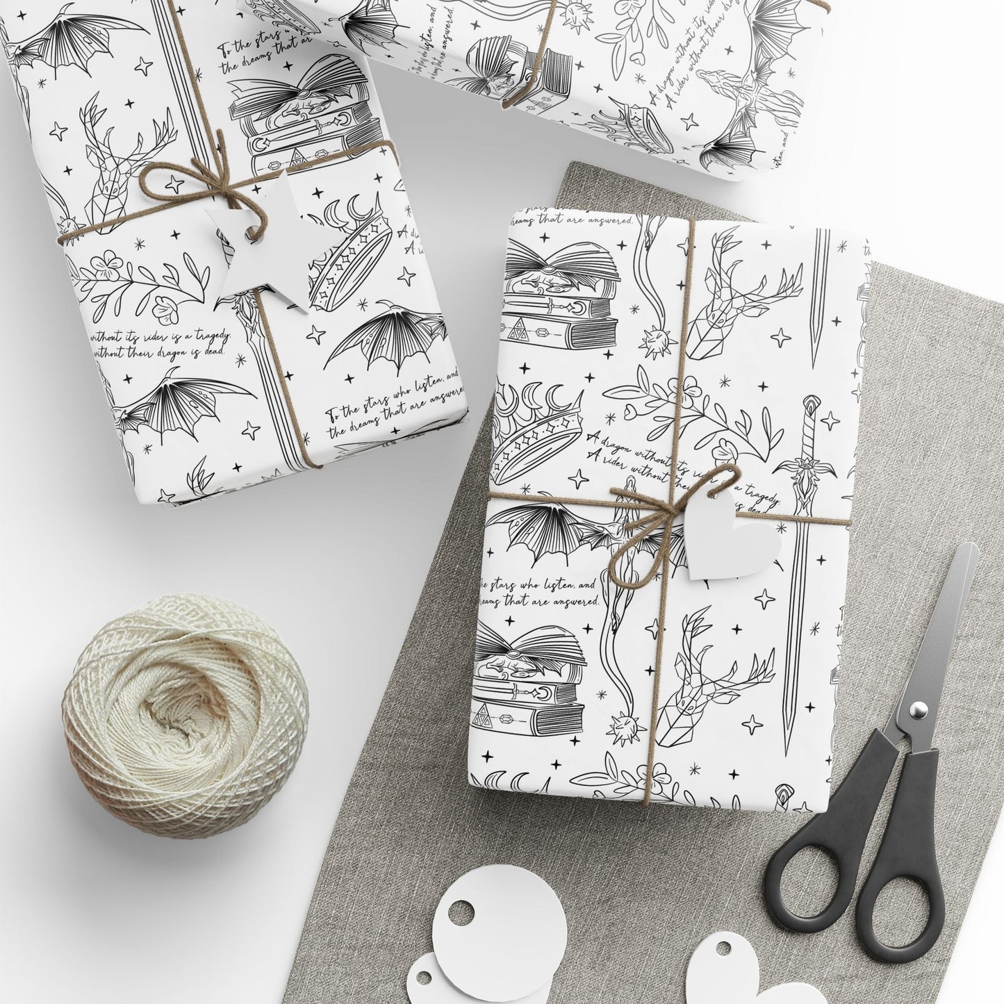Romantasy Gift Wrapping Paper, Perfect for Birthdays, Holidays, Special Occasions, Artistic Gift Wrap, Unique Present Decor - Awfullynerdy.co