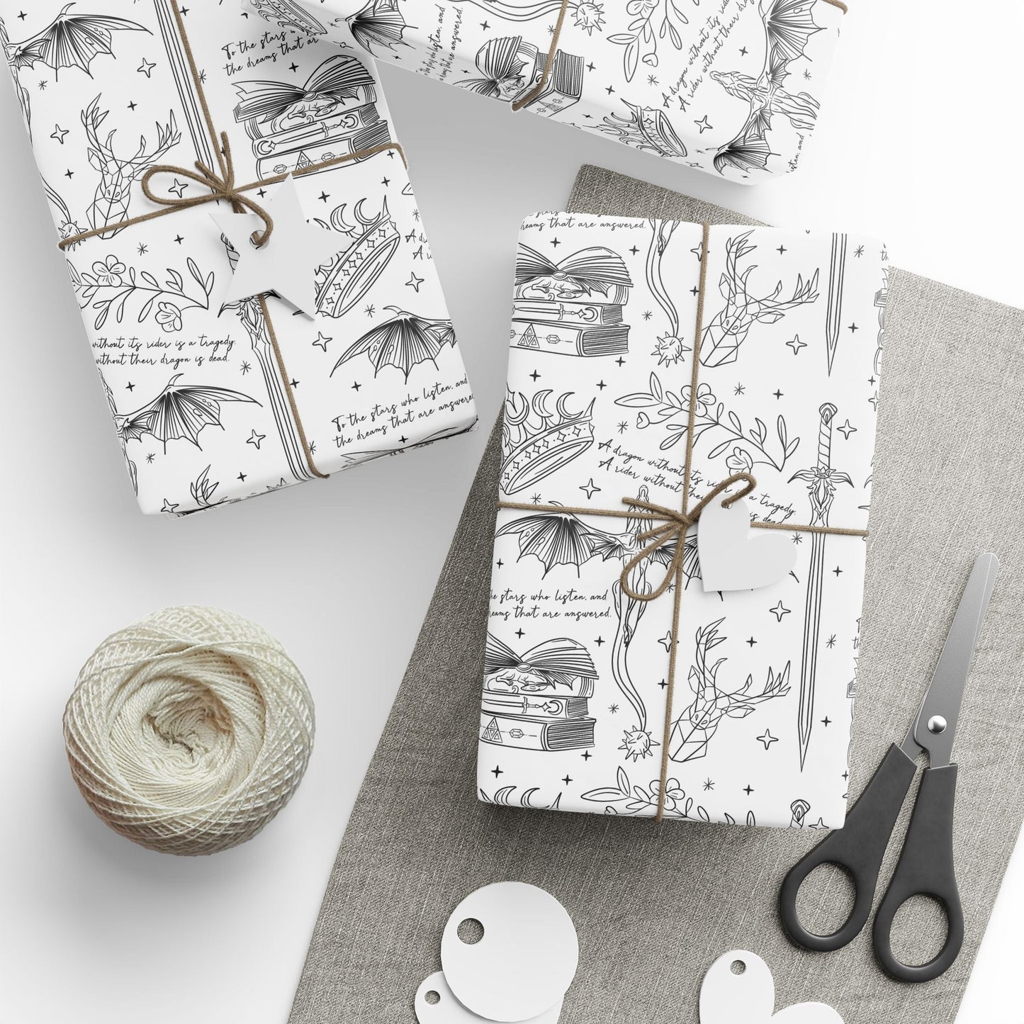 Romantasy Gift Wrapping Paper, Perfect for Birthdays, Holidays, Special Occasions, Artistic Gift Wrap, Unique Present Decor - Awfullynerdy.co