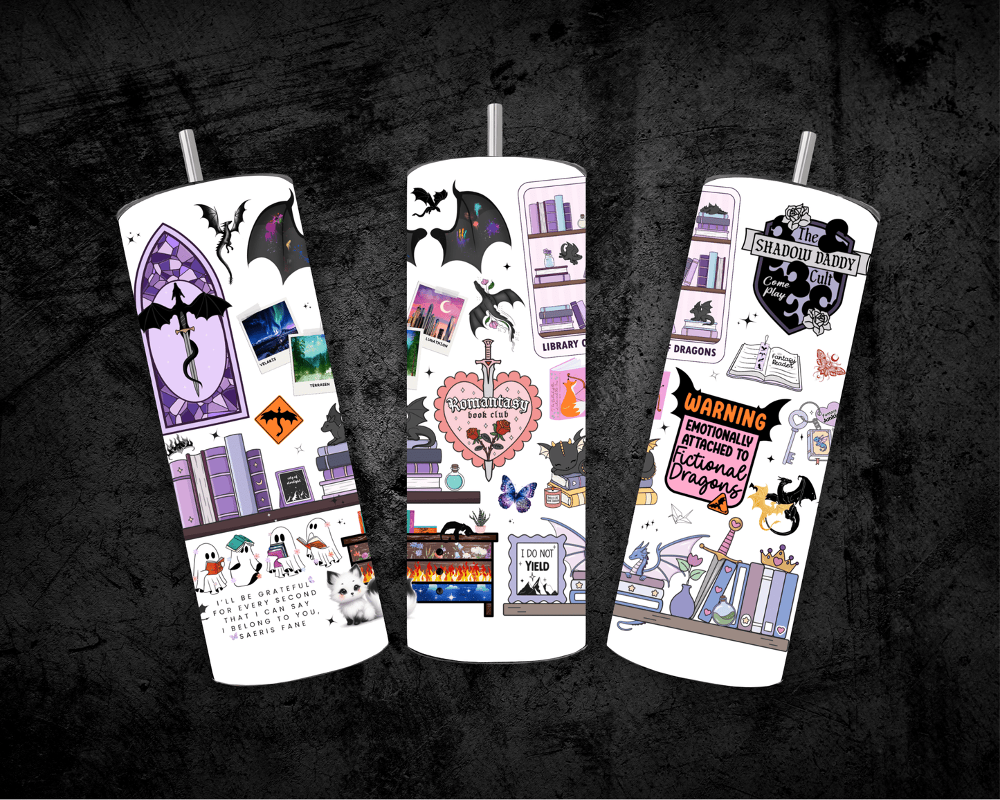 Romantasy Inspired Collage 20 oz Insulated Tumbler - Awfullynerdy.co