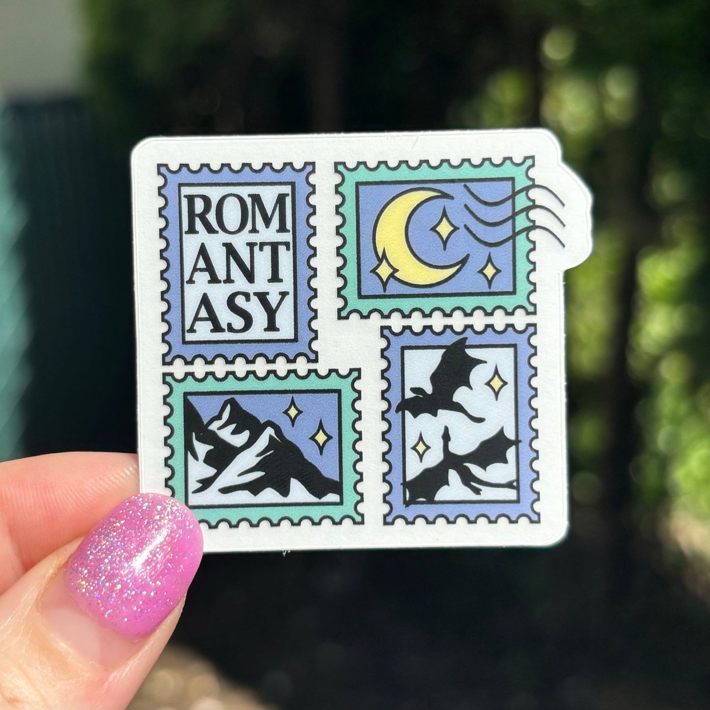 Romantasy Stamps Clear Matte Sticker - Awfullynerdy.co