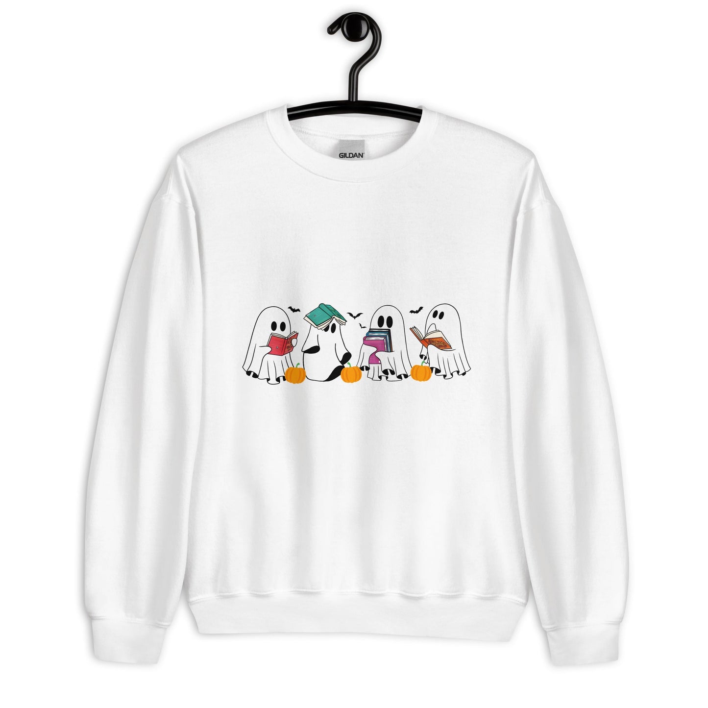 Silly Ghost Reading Spooky Season Pumpkins Sweatshirt - Awfullynerdy.co