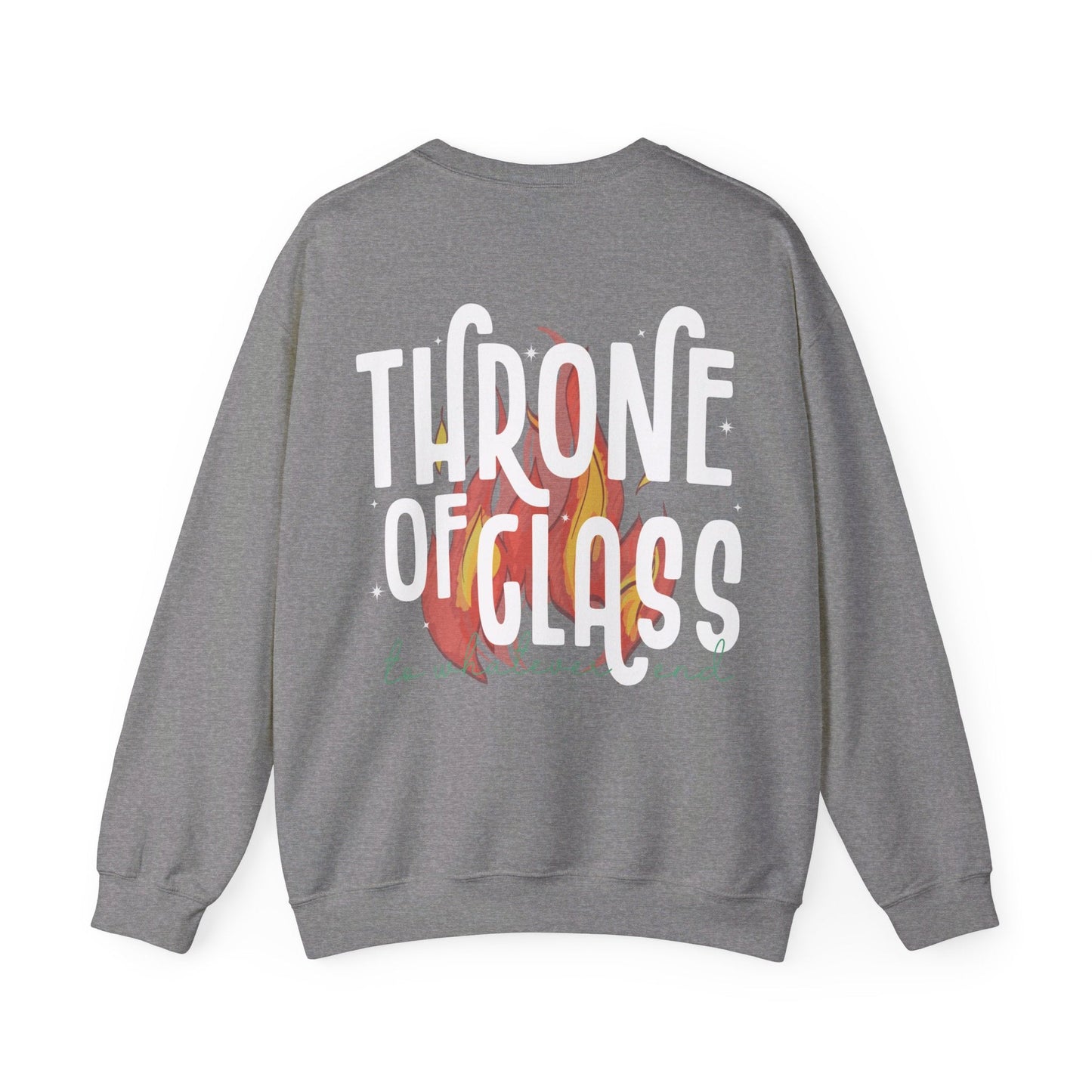 Silly Ghosts Reading Throne of Glass dual sided Heavy Blend™ Crewneck Sweatshirt - Awfullynerdy.co