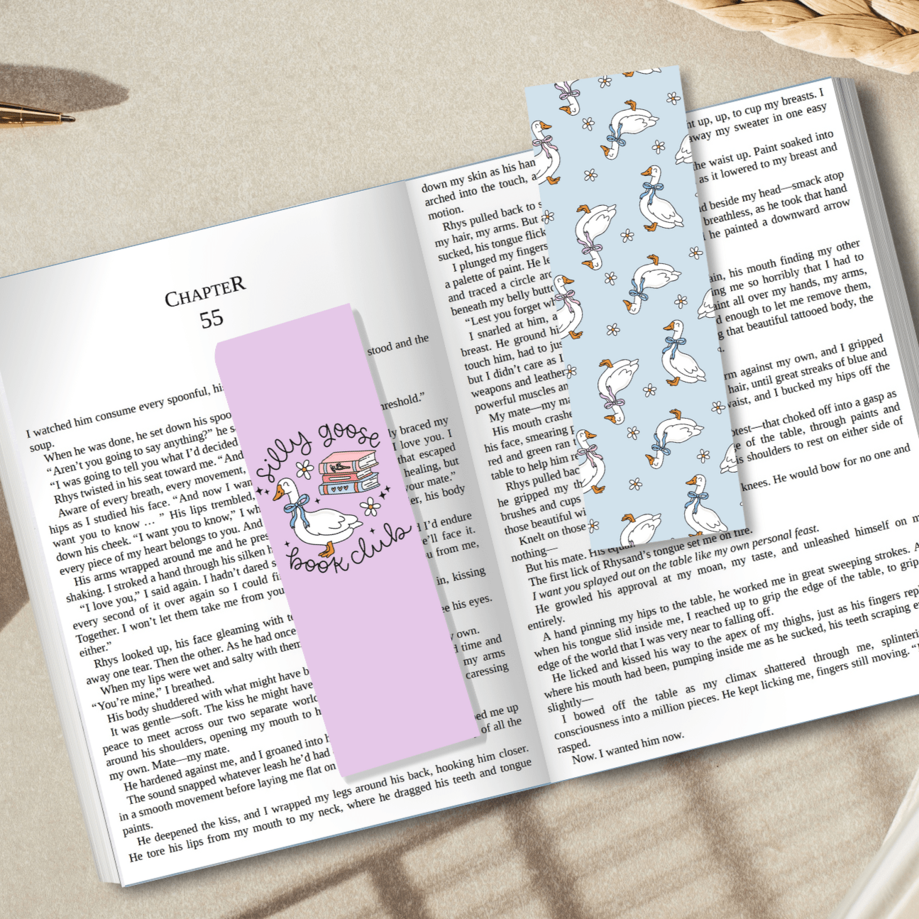 Silly Goose Book Club Dual - Sided Cardstock Bookmark - Awfullynerdy.co