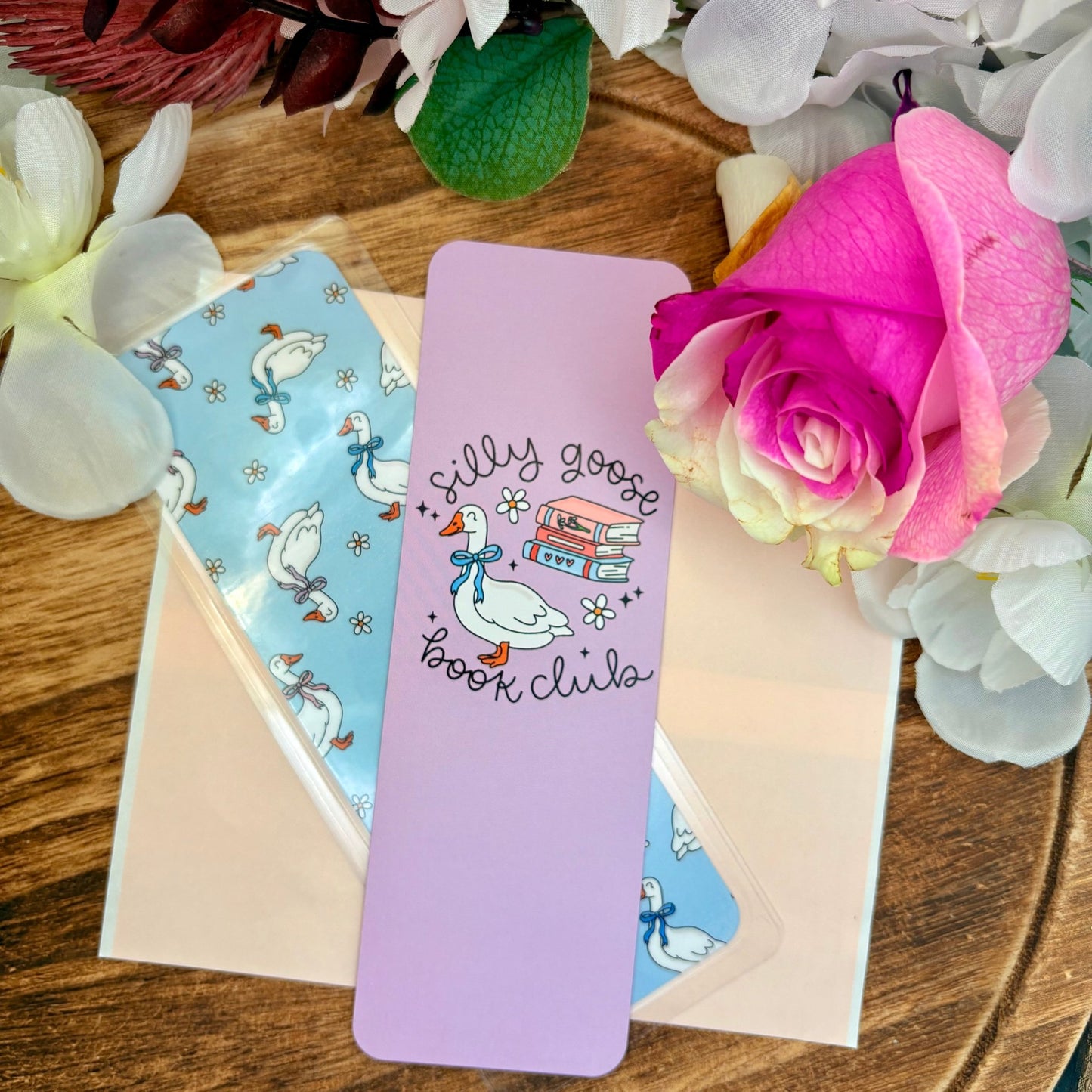 Silly Goose Book Club Dual - Sided Cardstock Bookmark - Awfullynerdy.co