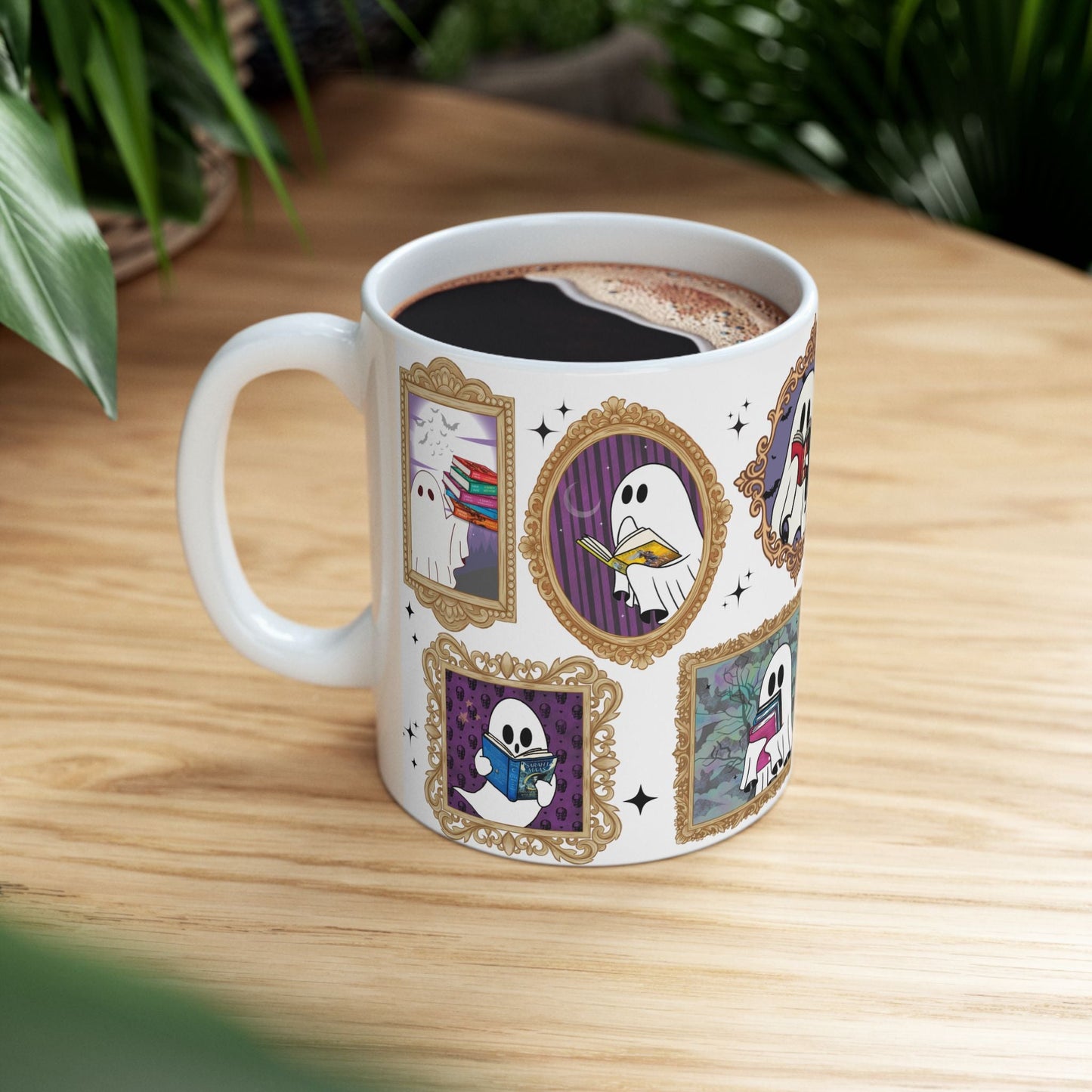 SJM Spooky Season Reading Ghosts Ceramic Mug - Awfullynerdy.co