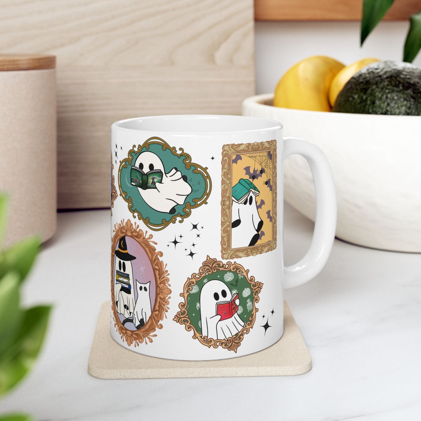 SJM Spooky Season Reading Ghosts Ceramic Mug - Awfullynerdy.co