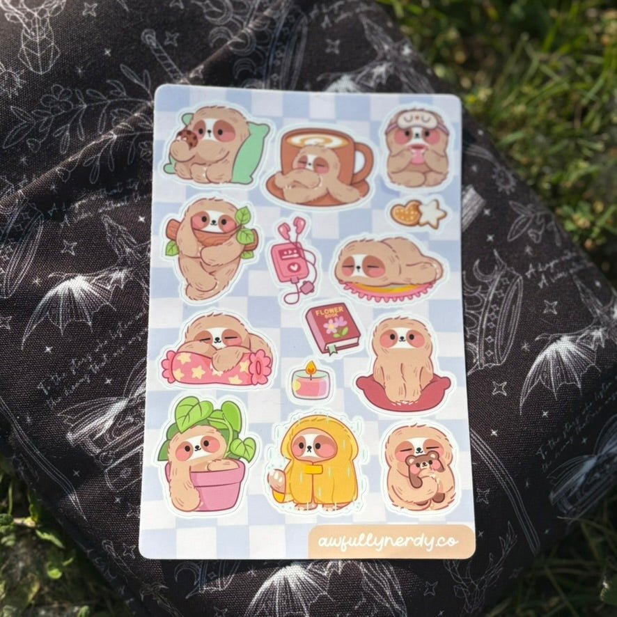 Sloth Matte Sticker Sheet | Kawaii Aesthetic Stickers | Planner Stickers | Journal Stickers | Scrapbooking | Stationery Gift (Copy) - Awfullynerdy.co