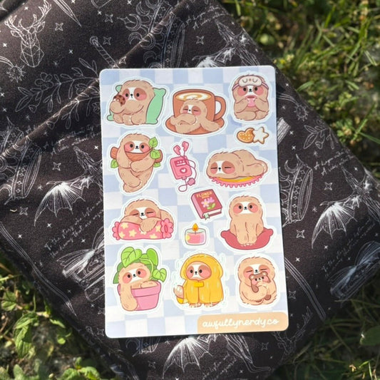 Sloth Matte Sticker Sheet | Kawaii Aesthetic Stickers | Planner Stickers | Journal Stickers | Scrapbooking | Stationery Gift (Copy) - Awfullynerdy.co