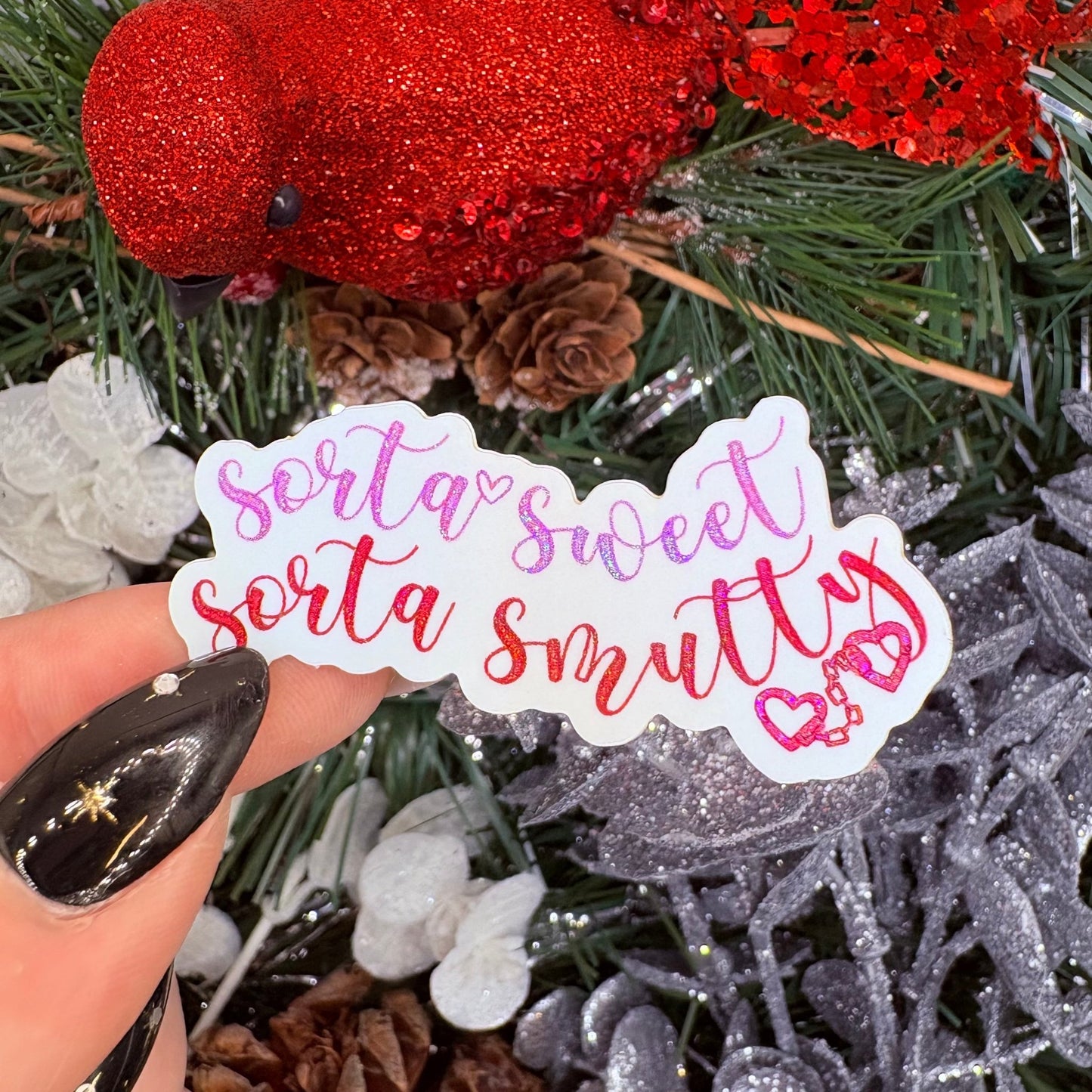 Sorta Sweet Sorta Smutty Crushed Glitter Sticker - Awfullynerdy.co